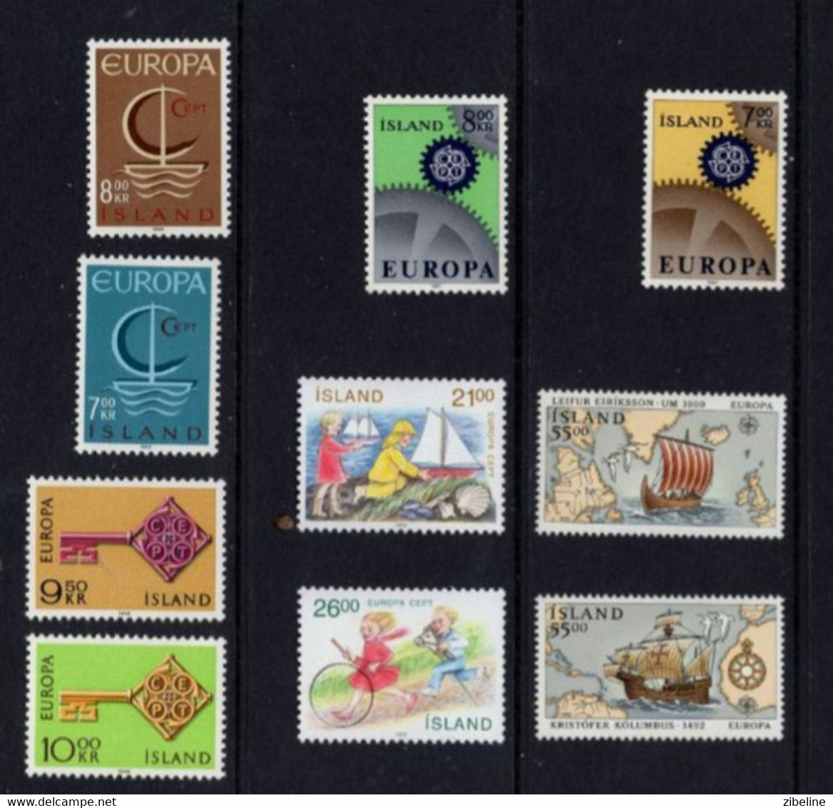 Lot ISLANDE  10 Timbres Series Completes  (5) EUROPA CEPT XX MNH - Lots & Serien