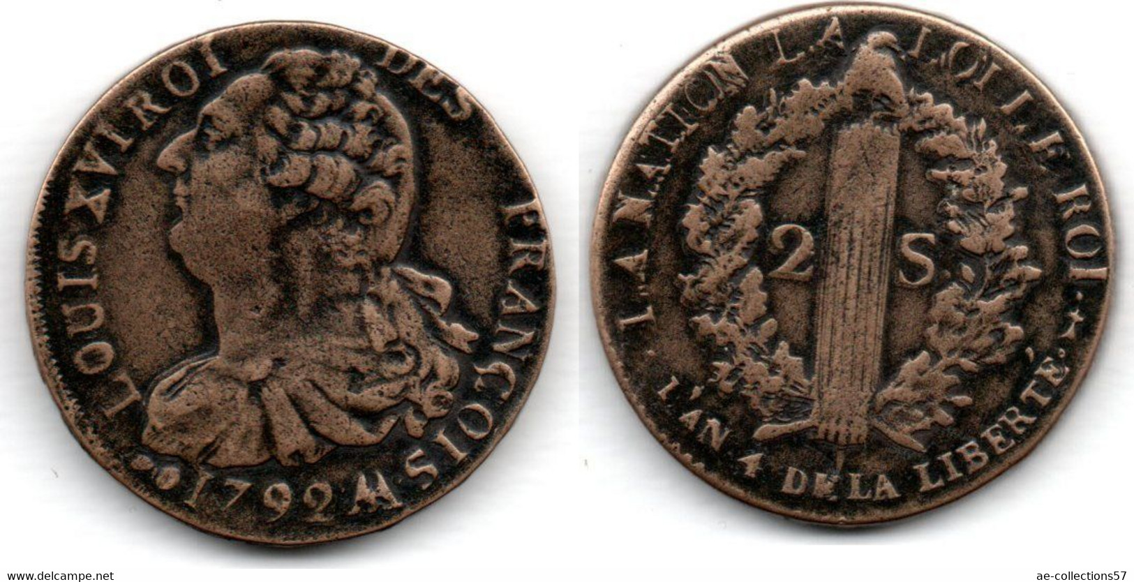 2 Sols 1792 AA Constitution TTB - 1792-1804 1ère République (An I – An XII)