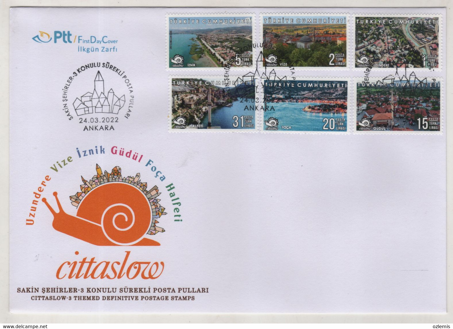 TURQUIE,TURKEI TURKEY ,CITTASLOW THEMED ,2022 ,FDC - Cartas & Documentos