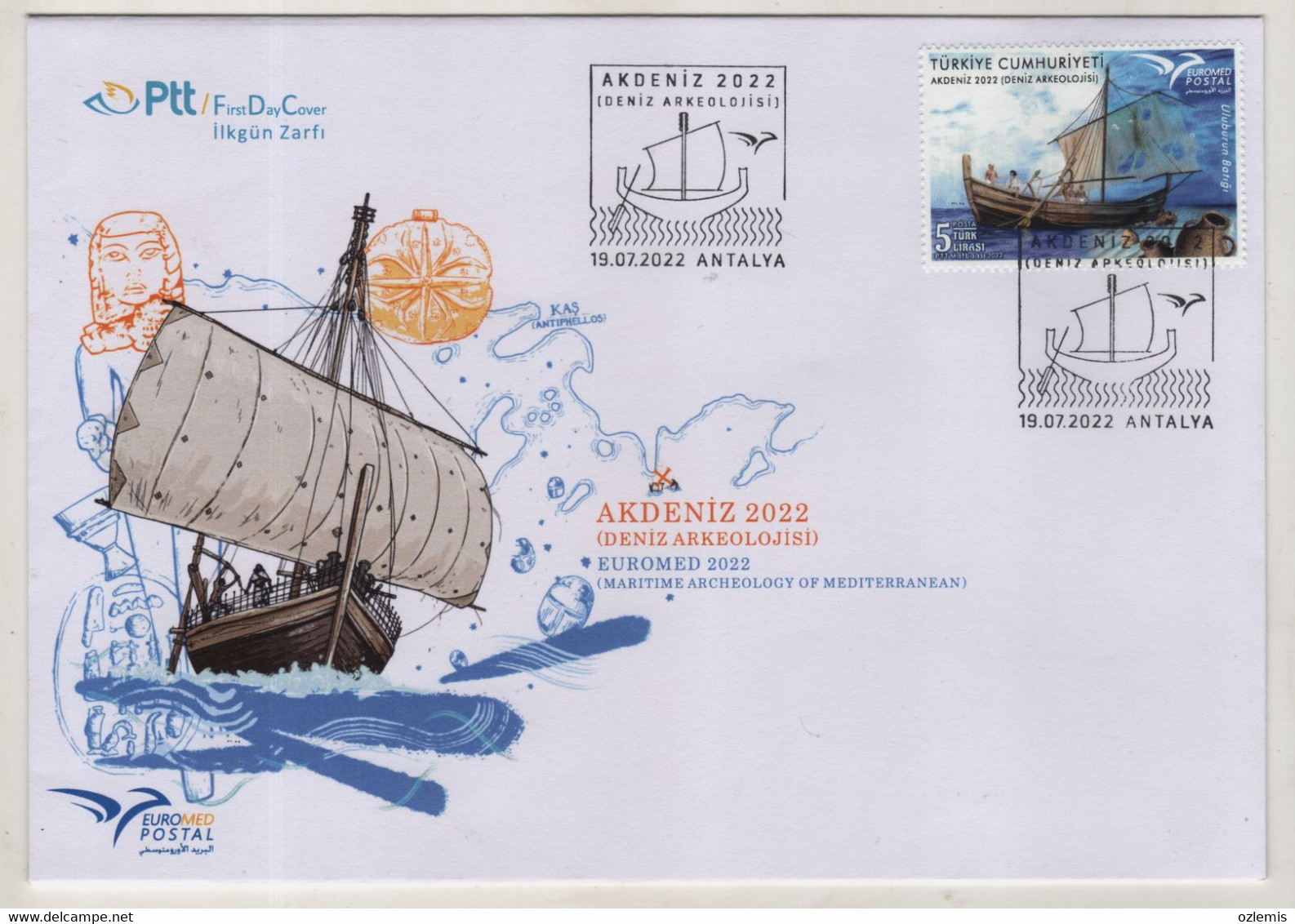 TURQUIE,TURKEI TURKEY ,EUROMED 2022,MARITIME ARCHEOLOGY OF MEDITERRANEAN ,2022 ,FDC - Storia Postale