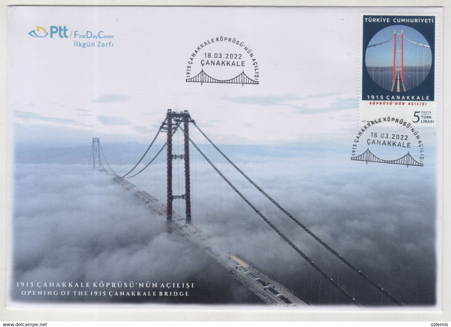 TURQUIE,TURKEI TURKEY ,OPENING OF THE 1915 CANAKKALE BRIDGE  ,2022 ,FDC - Brieven En Documenten