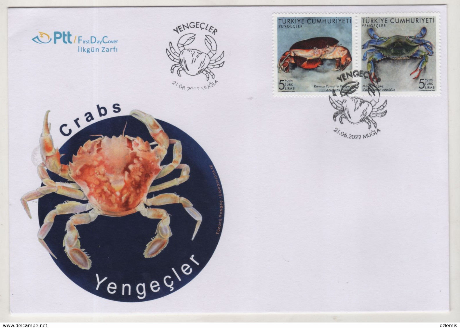 TURQUIE,TURKEI TURKEY ,CRABS ,2022 ,FDC - Brieven En Documenten