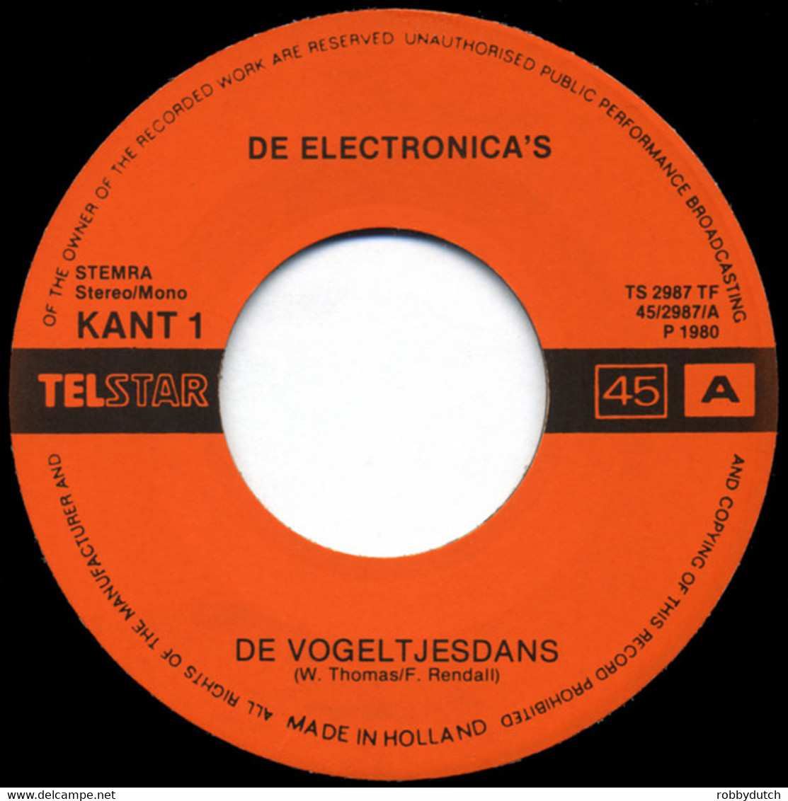 * 7" *  DE ELECTRONICA'S - DE VOGELTJESDANS (Holland 1980 EX) - Instrumental