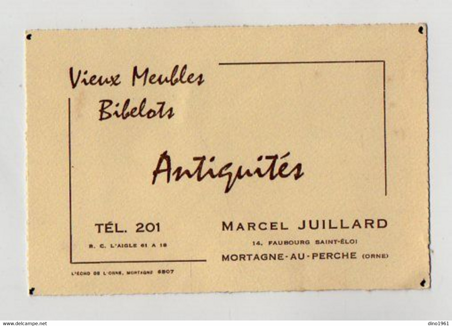 VP21.385 - MORTAGNE AU PERCHE 1965 / CDV - Carte De Visite / Vieux Meubles, Bibelots, Antiquités Marcel JUILLARD - Cartes De Visite