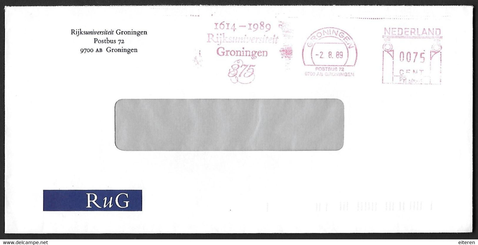 1614-1989 Rijksuniversiteit Groningen 375 - Macchine Per Obliterare (EMA)