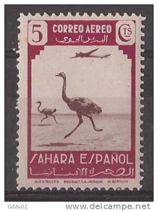 SHRSASF-L4411TAPAV.Marruecos  Maroc.Marocco.Sahara. Español..Fauna Y Avion.Avestruz. 1943 (Ed 75**).EXCELENT - Autruches