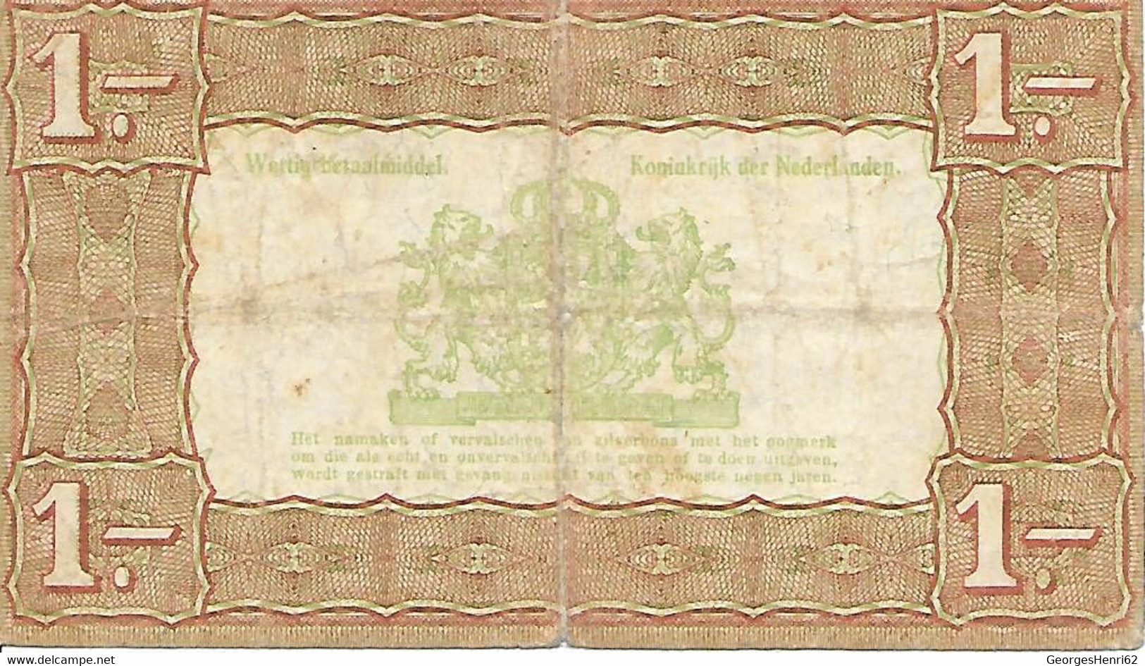 PAYS-BAS - 1 Gulden - 1/10/1938 - (61) - 1  Florín Holandés (gulden)