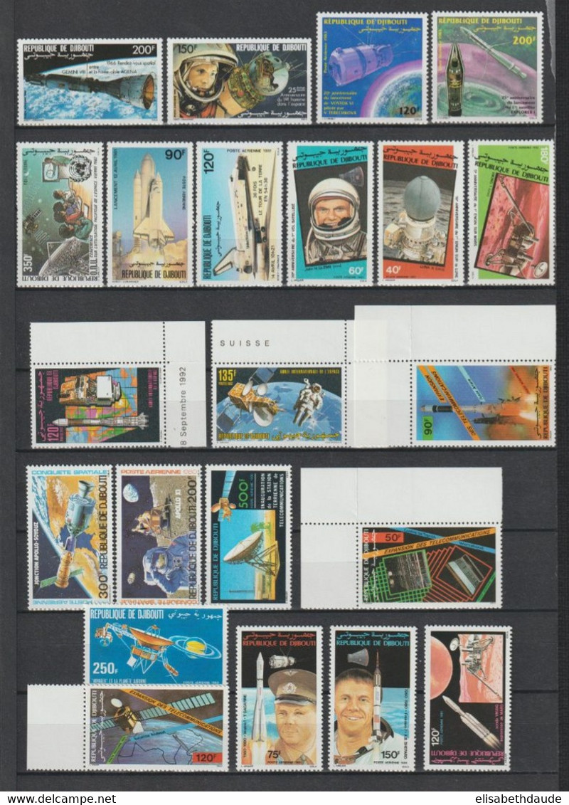 DJIBOUTI - COLLECTION 2 PAGES SERIES COMPLETES UNIQUEMENT ** MNH - THEMES : COSMOS / TELECOMMUNICATIONS / HALLEY ... ! - Collections