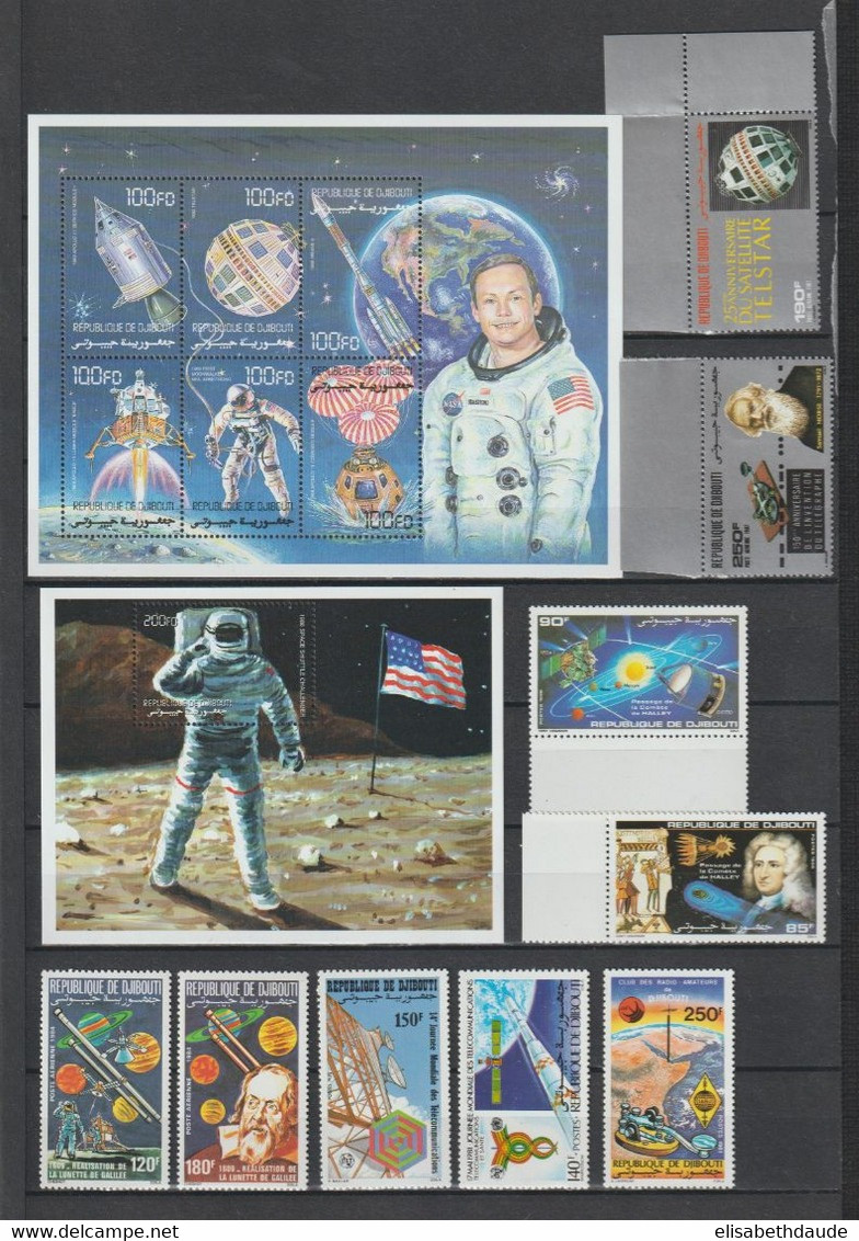 DJIBOUTI - COLLECTION 2 PAGES SERIES COMPLETES UNIQUEMENT ** MNH - THEMES : COSMOS / TELECOMMUNICATIONS / HALLEY ... ! - Sammlungen