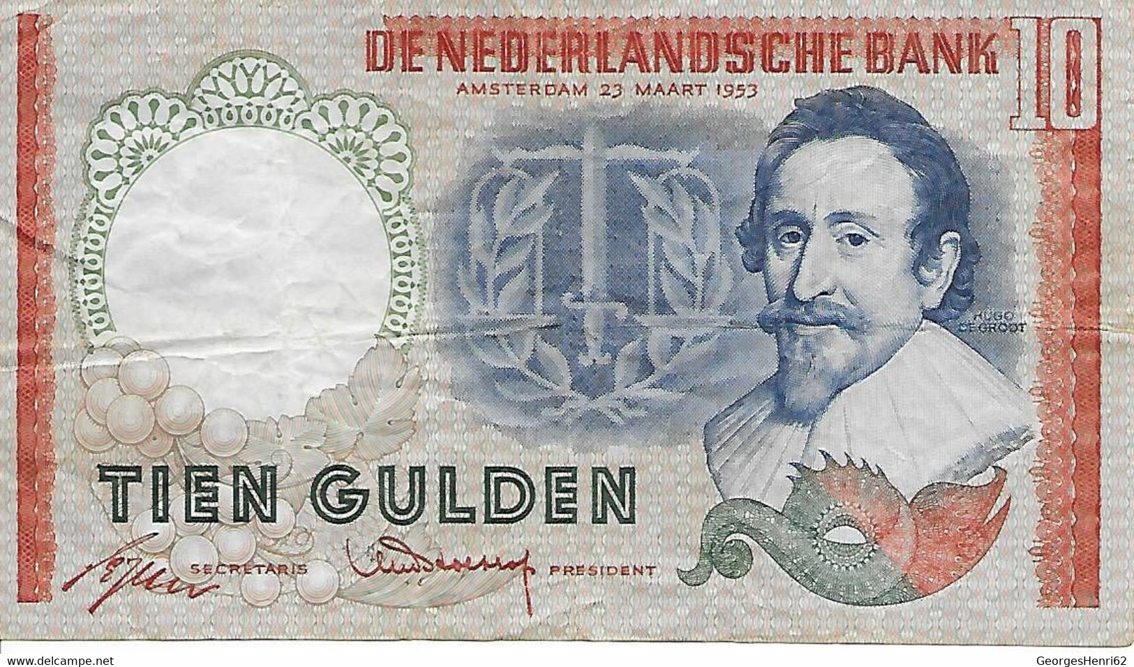 PAYS-BAS - 10 Gulden - 25/3/1953 - (85) - 1 Gulden