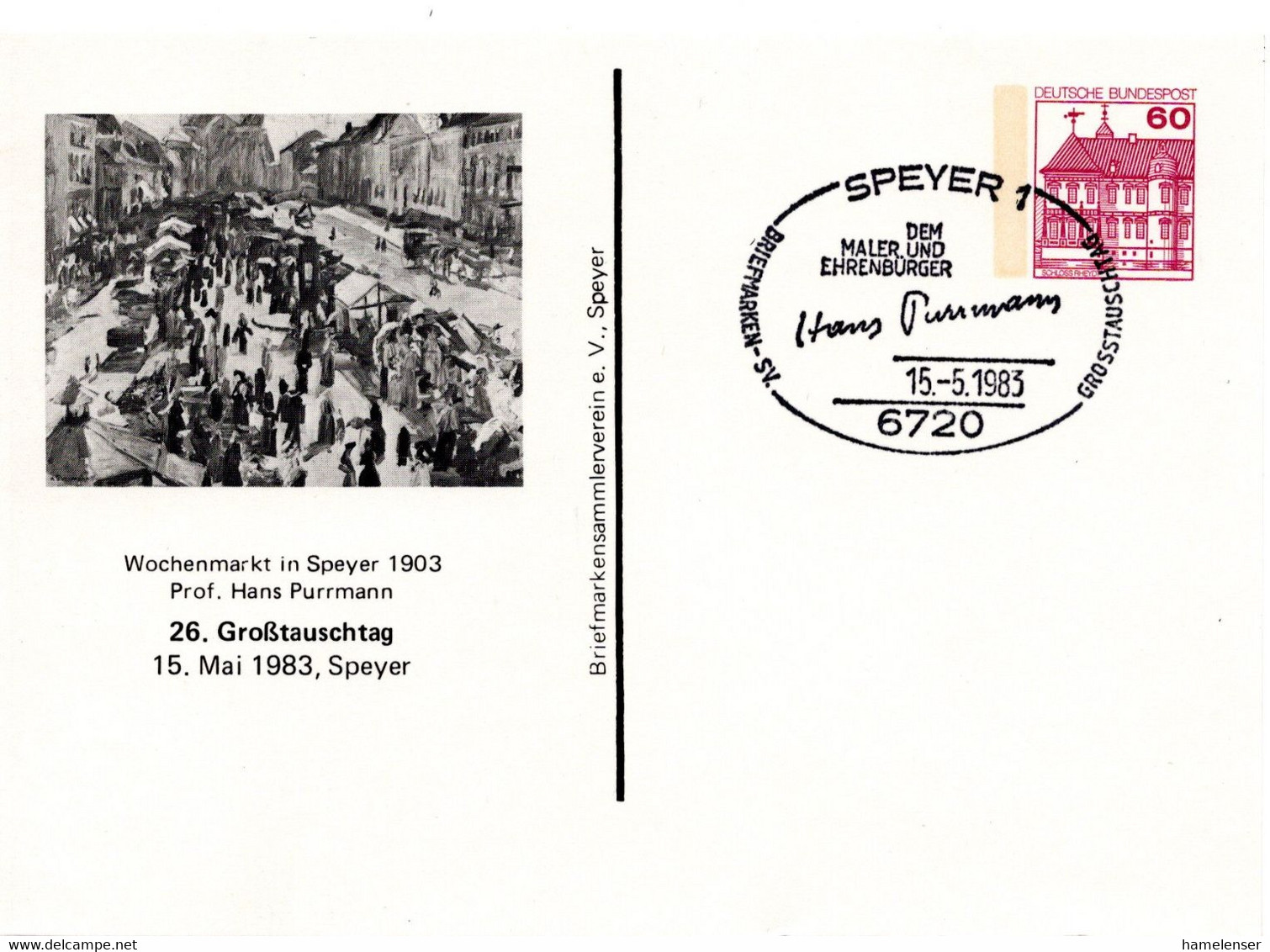 56049 - Bund - 1986 - 60Pfg B&S PGAKte "Hans Purrmann" SoStpl SPEYER - HANS PURRMANN ... - Other & Unclassified