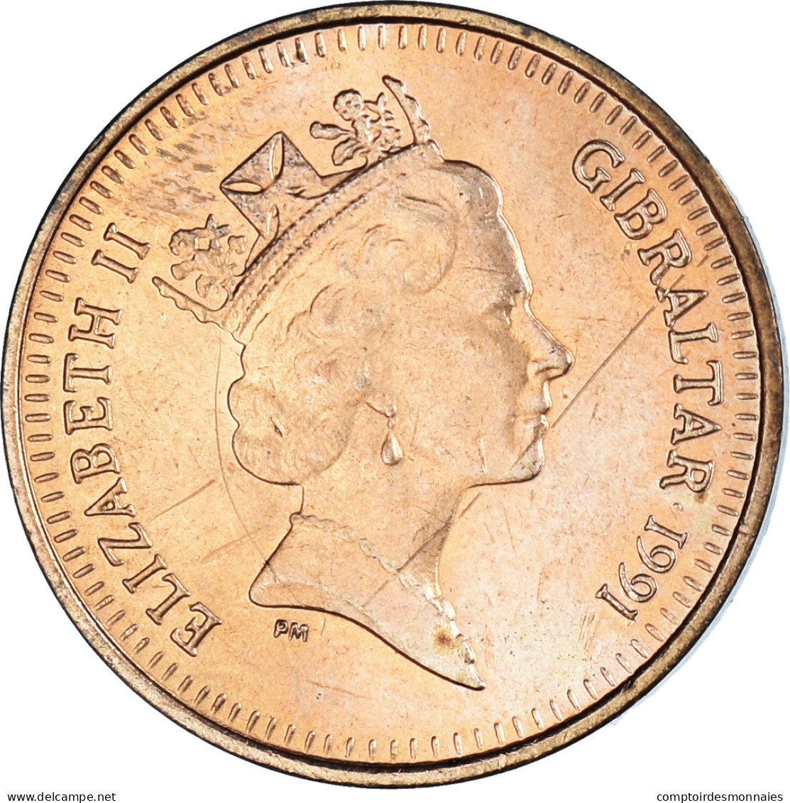 Monnaie, Gibraltar, Elizabeth II, Penny, 1991, TTB+, Bronze, KM:20 - Gibraltar