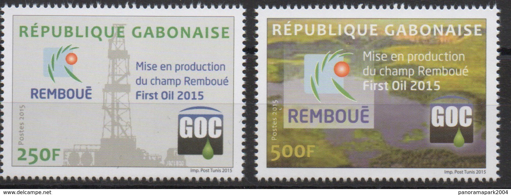 Gabon Gabun 2015 Mi. ? Mise En Production Du Champ Remboué First Pétrole GOC Gabon Oil Company Ölstamps Set Satz  MNH** - Gabon