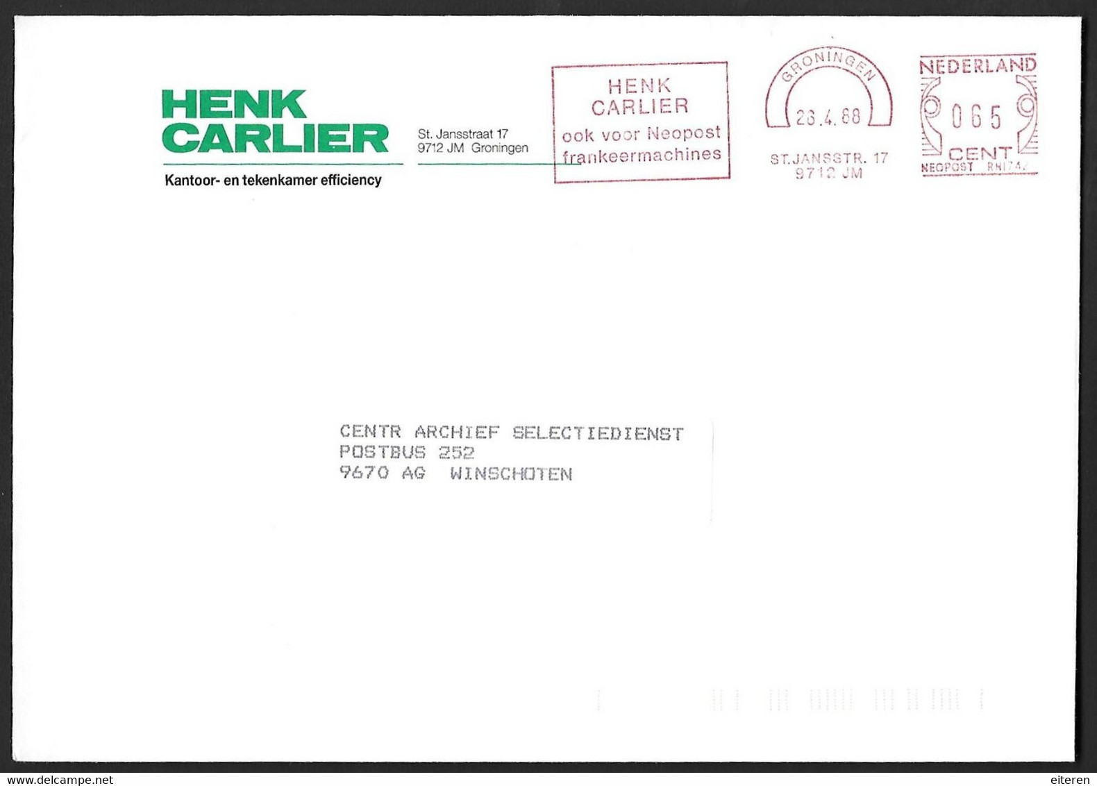 Henk Carlier - Ook Voor Neopost Frankeermachines - Maschinenstempel (EMA)