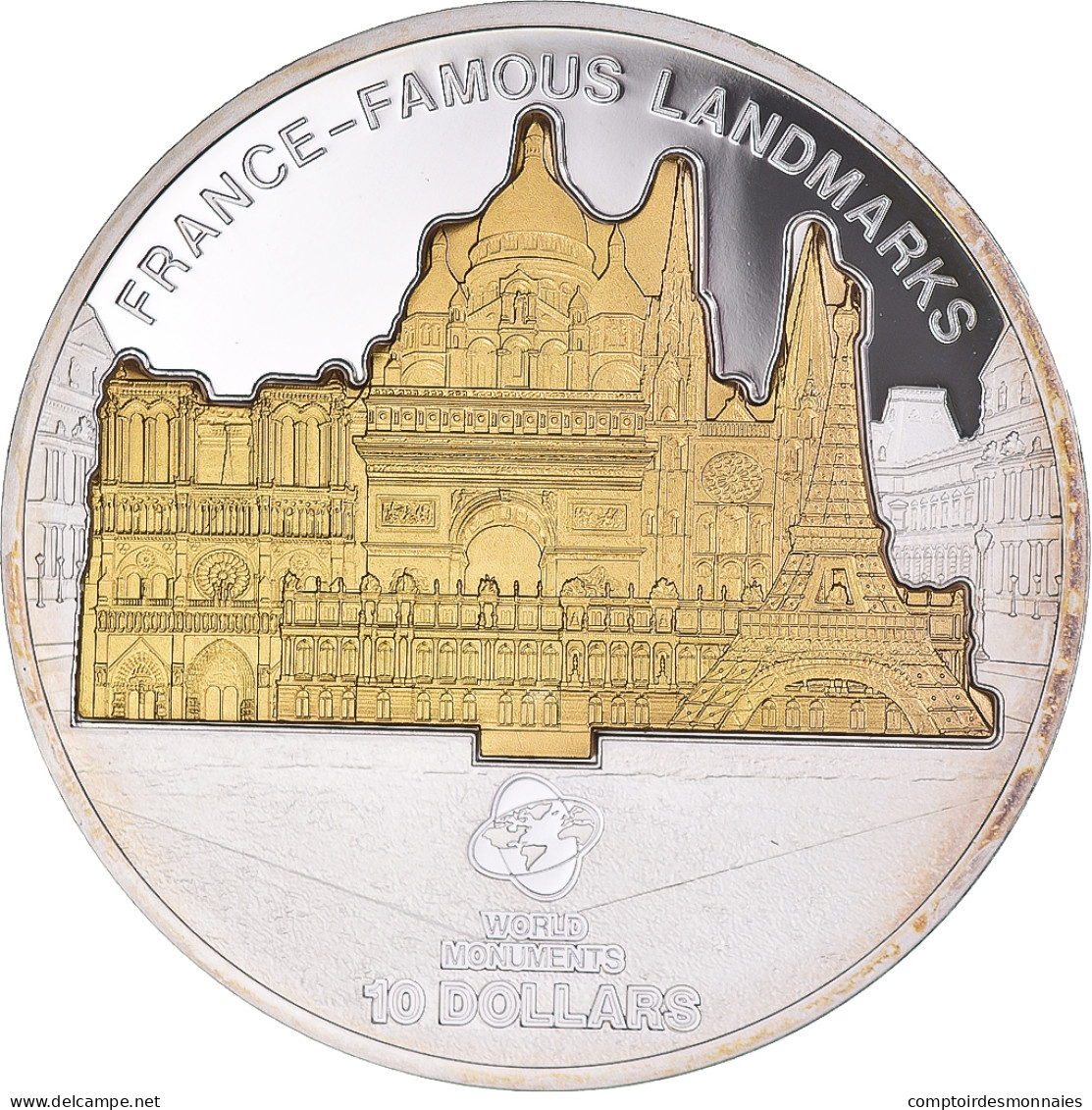 Monnaie, Îles Cook, Elizabeth II, Vue De Paris, 10 Dollars, 2012, Proof, FDC - Cook