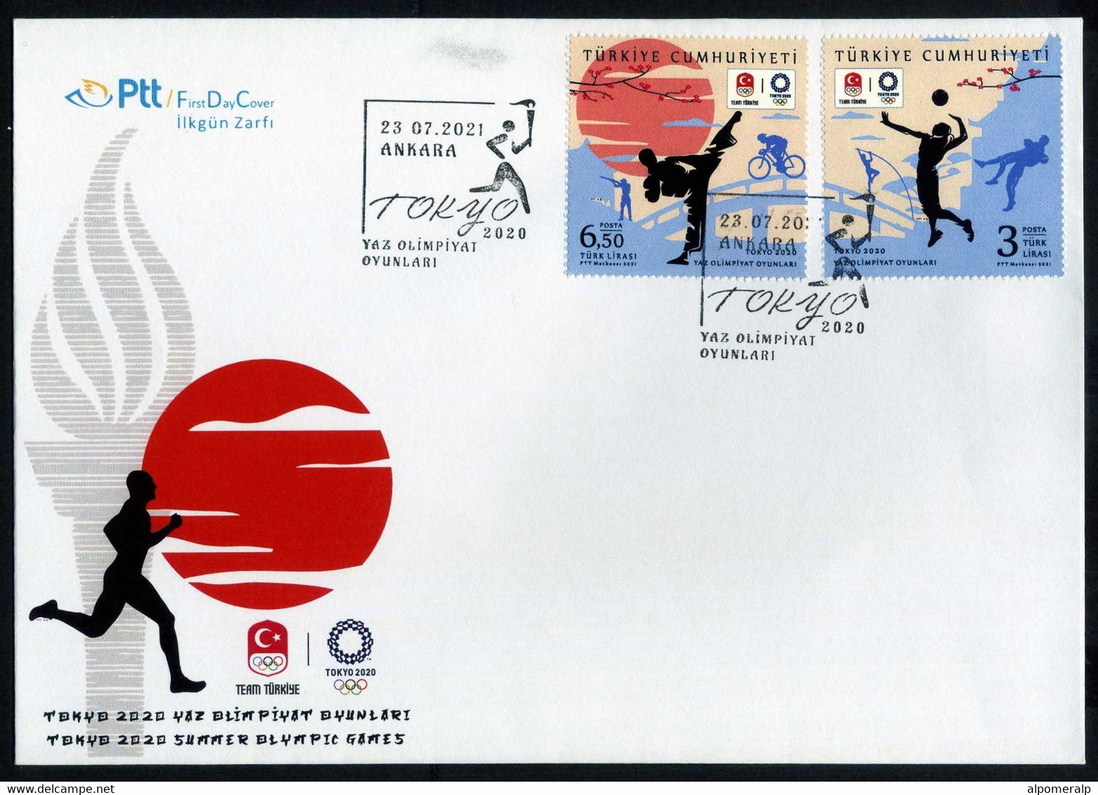 Türkiye 2021 Summer Olympic Games Tokyo, Volleyball, Wrestling, High Jump, Taekwondo, Shooting, Cycling Mi 4661-4662 FDC - Eté 2020 : Tokyo