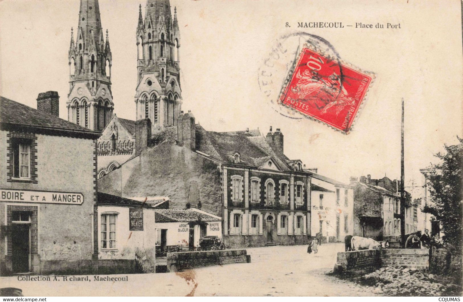 44 - MACHECOUL - S06079 - Place Du Port - Buvette Thomas - Eglise - L1 - Machecoul