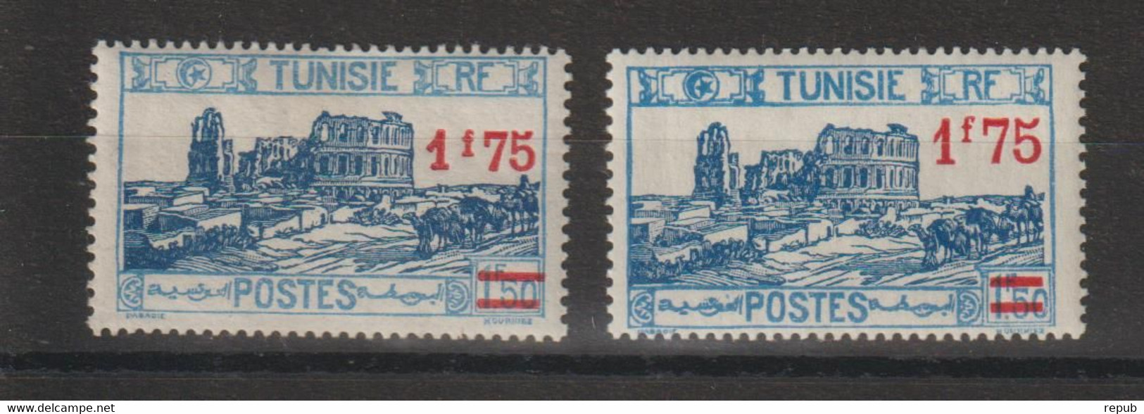 Tunisie 1937-38 Surchargé 184 Et 184A, 2 Val * Charnière  MH - Neufs