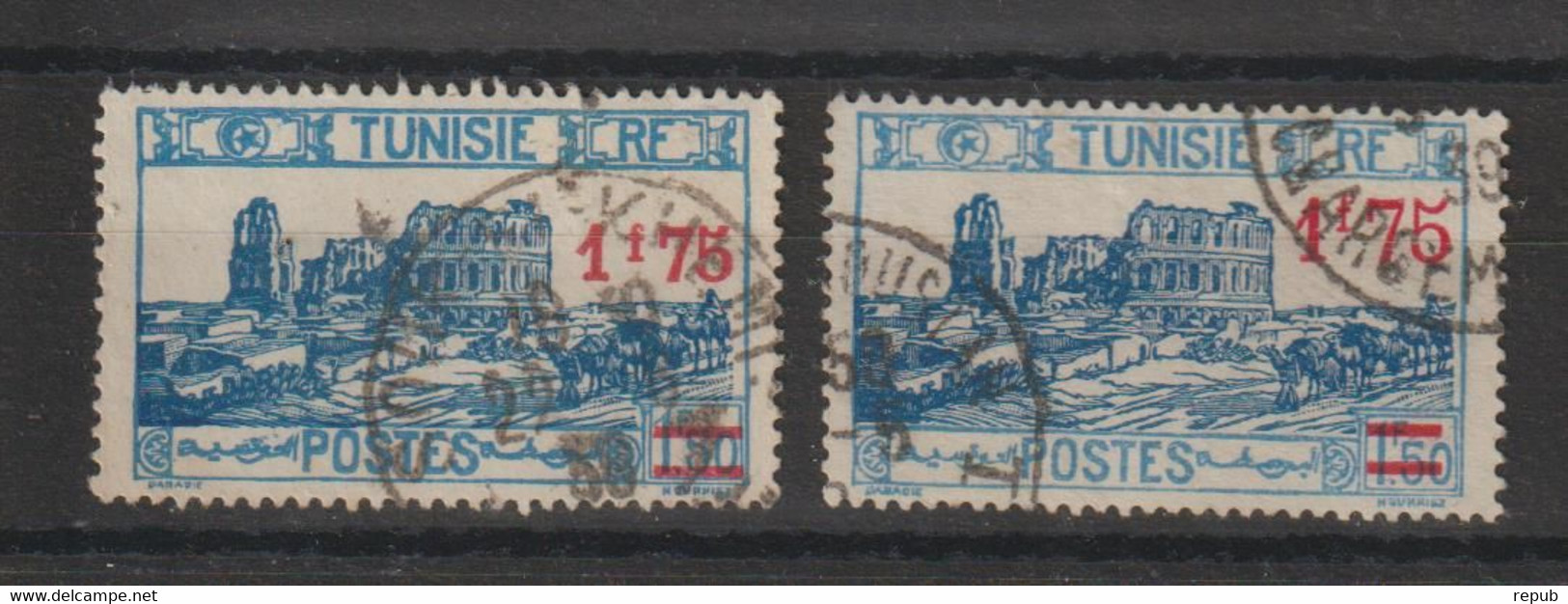 Tunisie 1937-38 Surchargé 184 Et 184A, 2 Val Oblit Used - Used Stamps