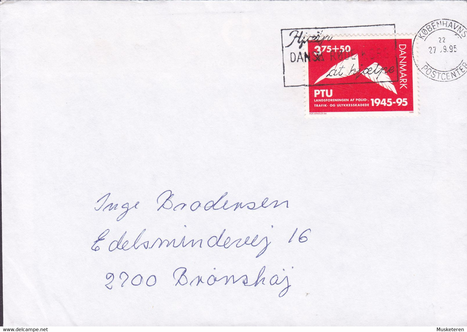 SØBORG Slogan 'Dansk Røde Kors' KØBENHAVNS POSTCENTER 1995 Cover Brief Lettre BRØNSHØJ Polio, Traffic-& Accident Injury - Brieven En Documenten