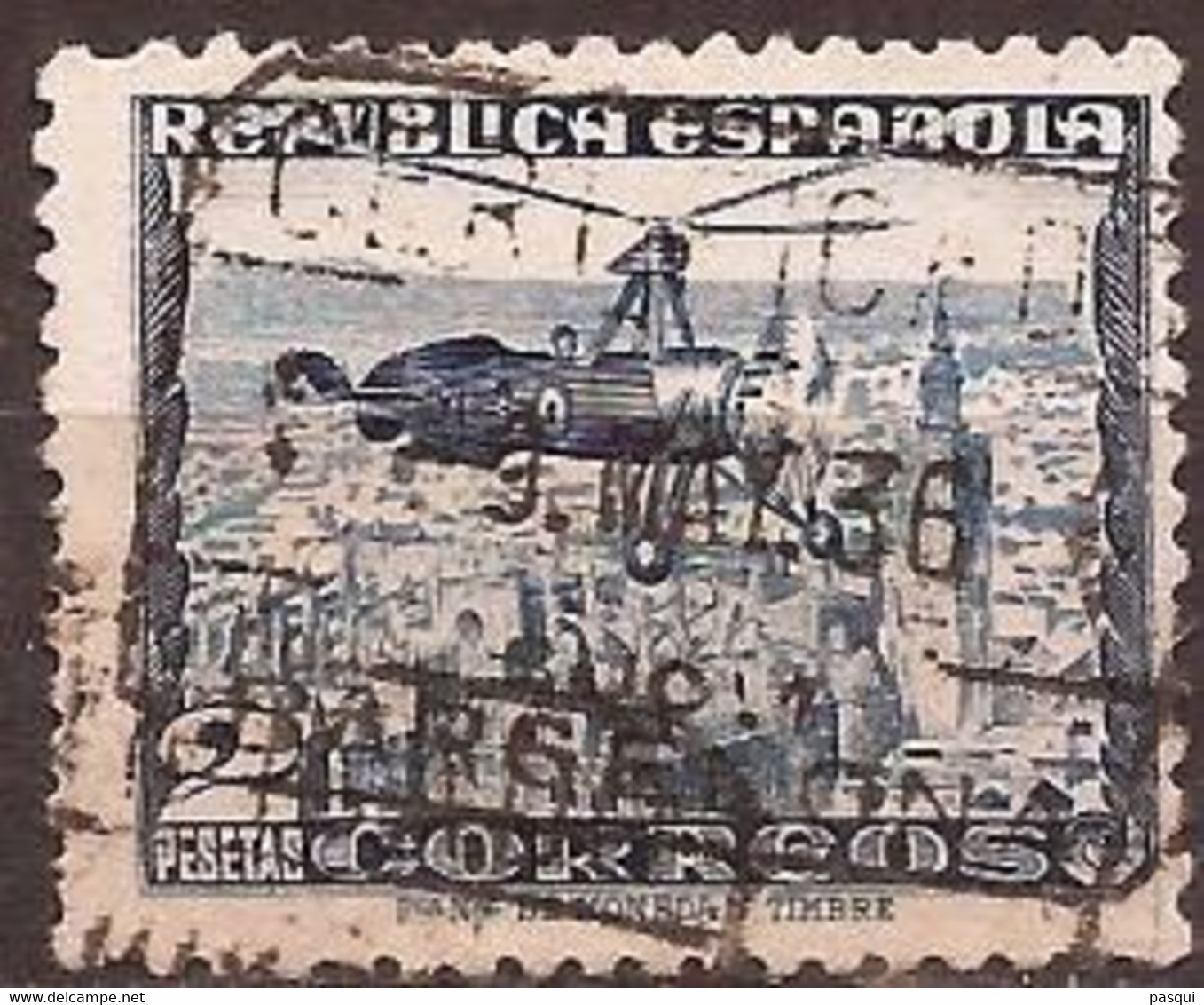 ESPAÑA - Fx. 1122 - Yv. Ae. 95 - Autogiro - Grabado - 1935 - Ø - Used Stamps