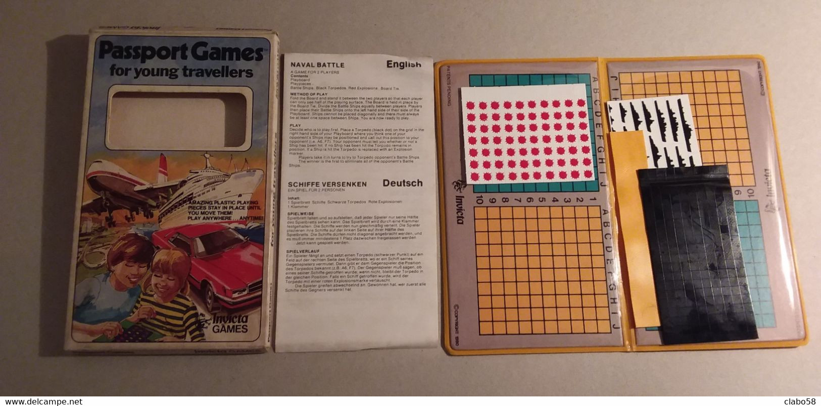 BATTAGLIA NAVALE  PASSPORT GAMES FOR YOUNG TRAVELLERS INVICTA GAMES 1980 MAI USATO GIOCO DA VIAGGIO - Altri & Non Classificati