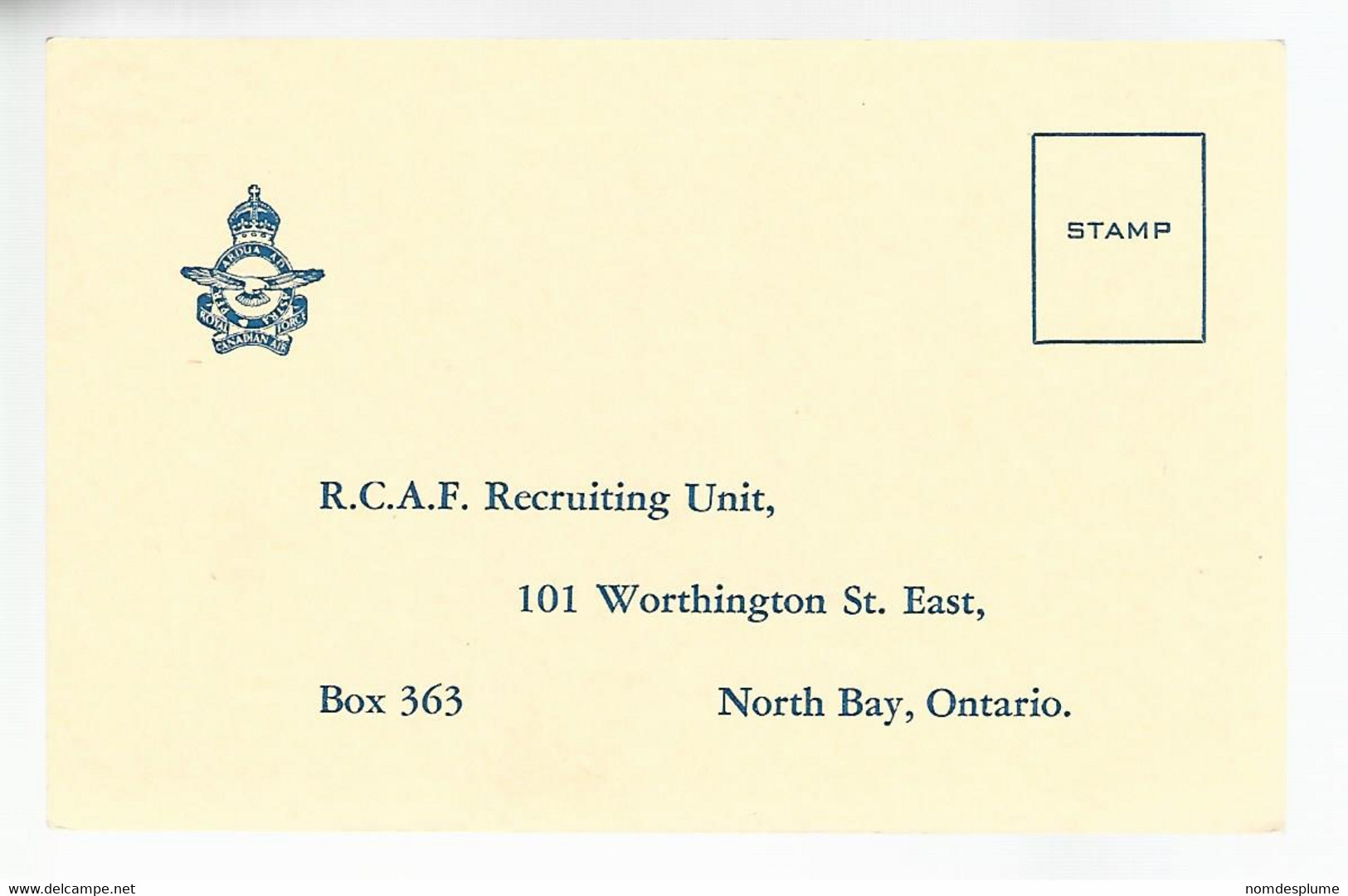 57439) Canada  Miltary Mail Postcard Recruiting Enrolment Requirements - 1903-1954 Reyes