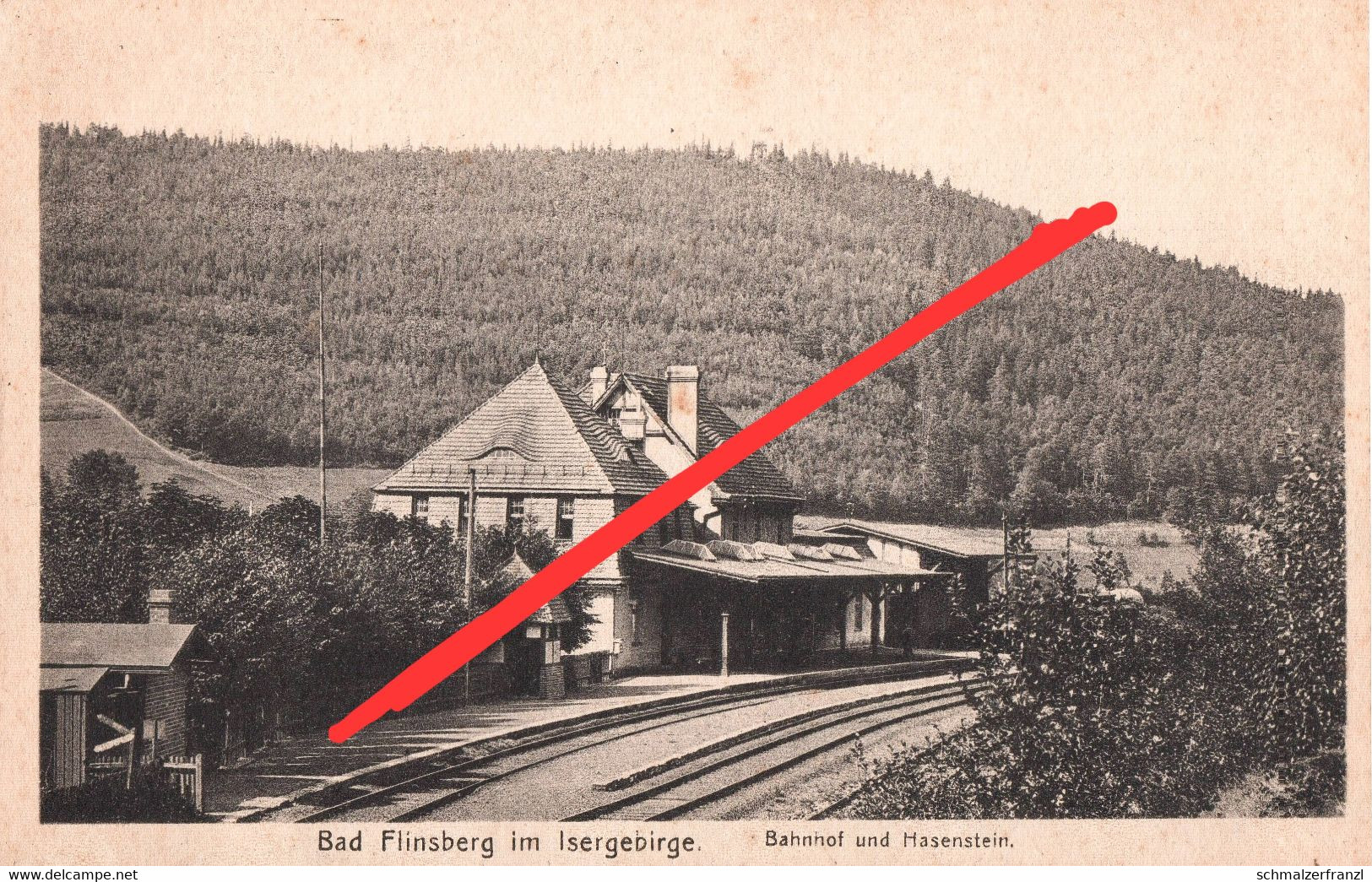 AK Bad Flinsberg Swieradow Zdroj Bahnhof Stacja Gare A Hasenstein Gräflich Ullersdorf Krobsdorf Schwarzbach Isergebirge - Schlesien