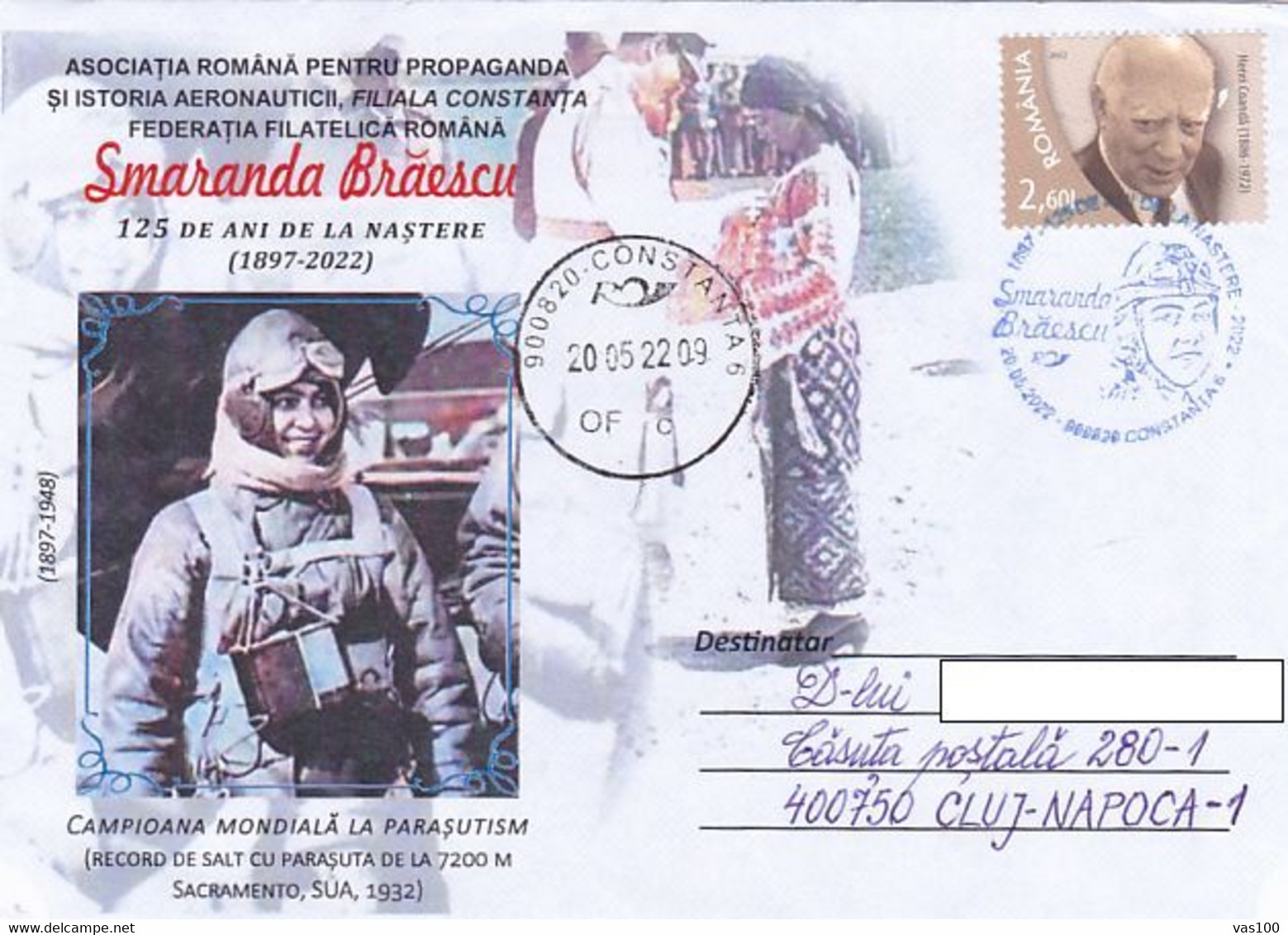 SPORTS, PARACHUTTING, SMARANDA BRAESCU, SPECIAL COVER, 2022, ROMANIA - Parachutting