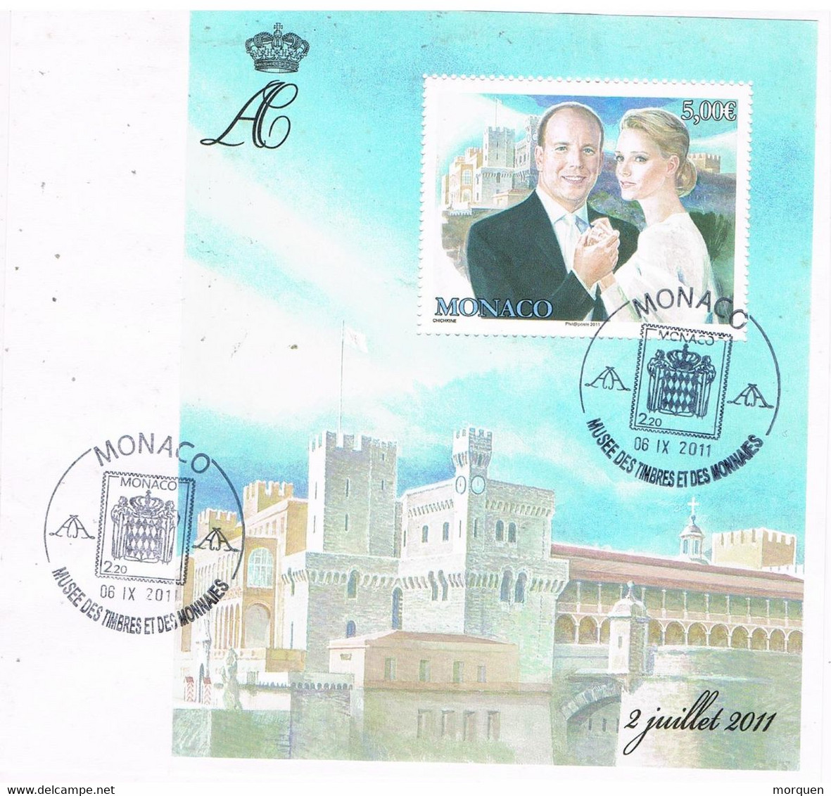 48177. Hojita MONACO 2011. Principes De Monaco, Museo Sellos Y Monedas. Mariage Princier - Used Stamps