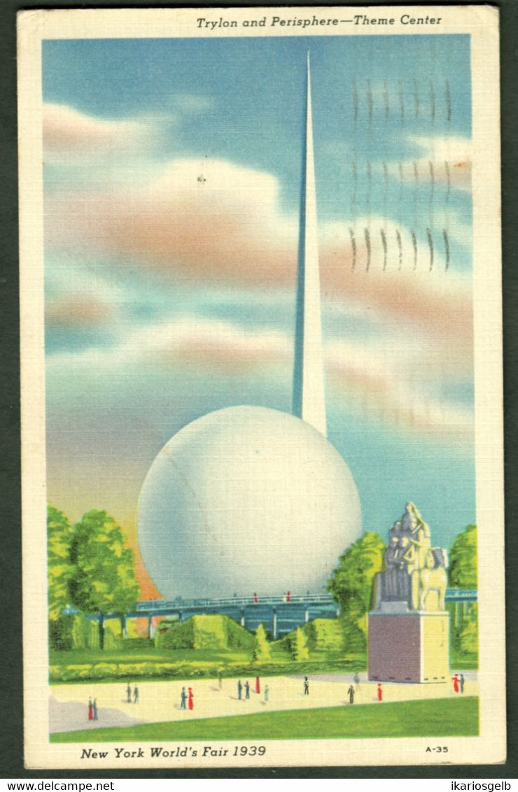 New York 1939 " New York World's Fair - The Trylon " Franked With 3c-similar Exhibition Trylon Stamp > Hamburg Viewcard - Mostre, Esposizioni