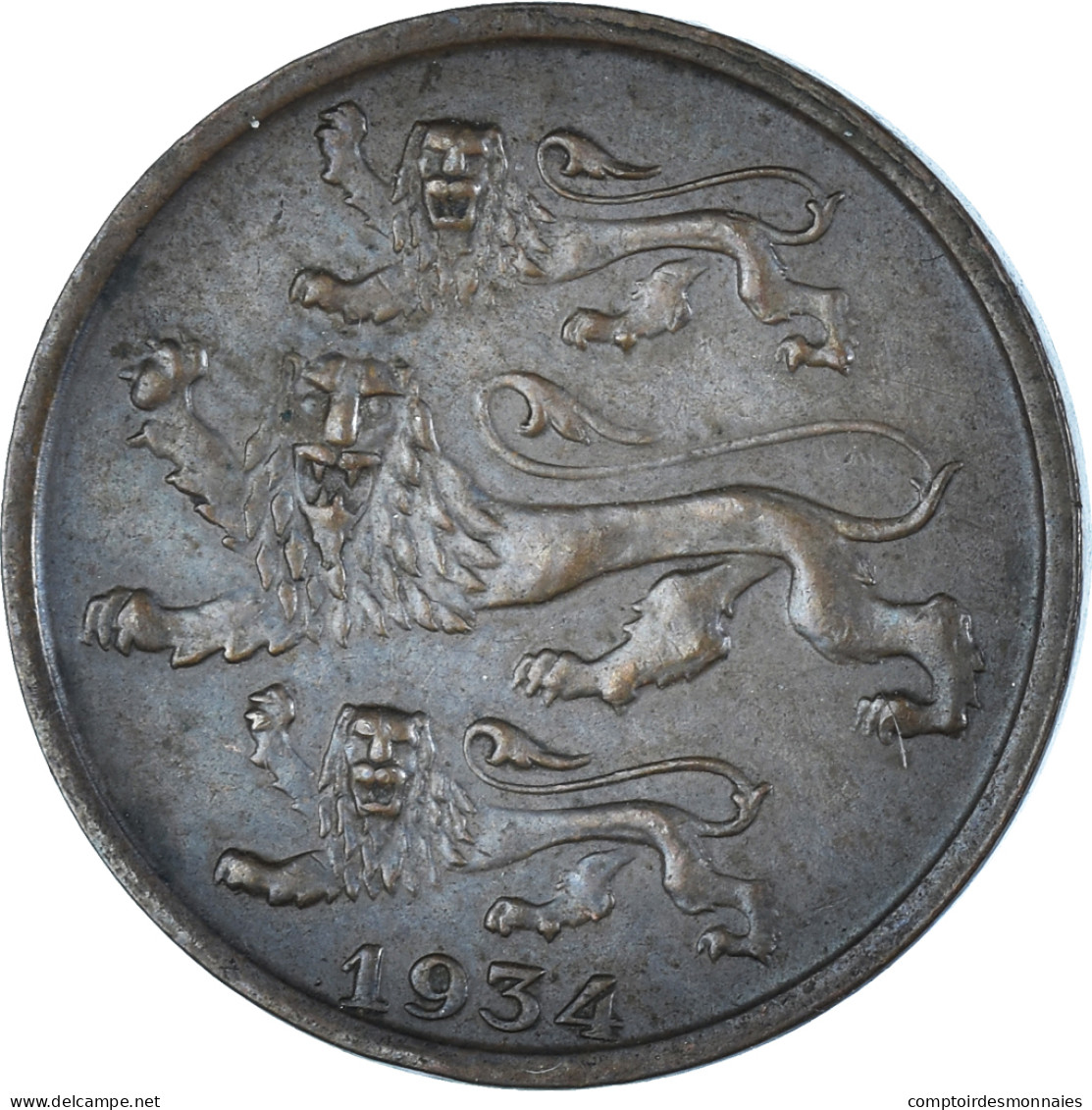 Monnaie, Estonie, 2 Senti, 1934, TTB, Bronze, KM:15 - Estonie