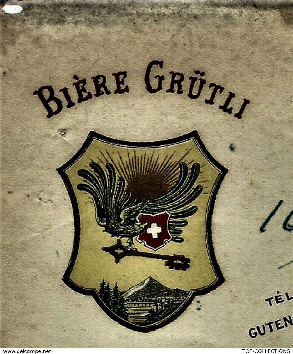 1923 ENTETE EN COULEURS Bière Grutli Brasserie "Chope D’Alsace" Paris Restaurant Pour Fournier V.SCANS - 1900 – 1949