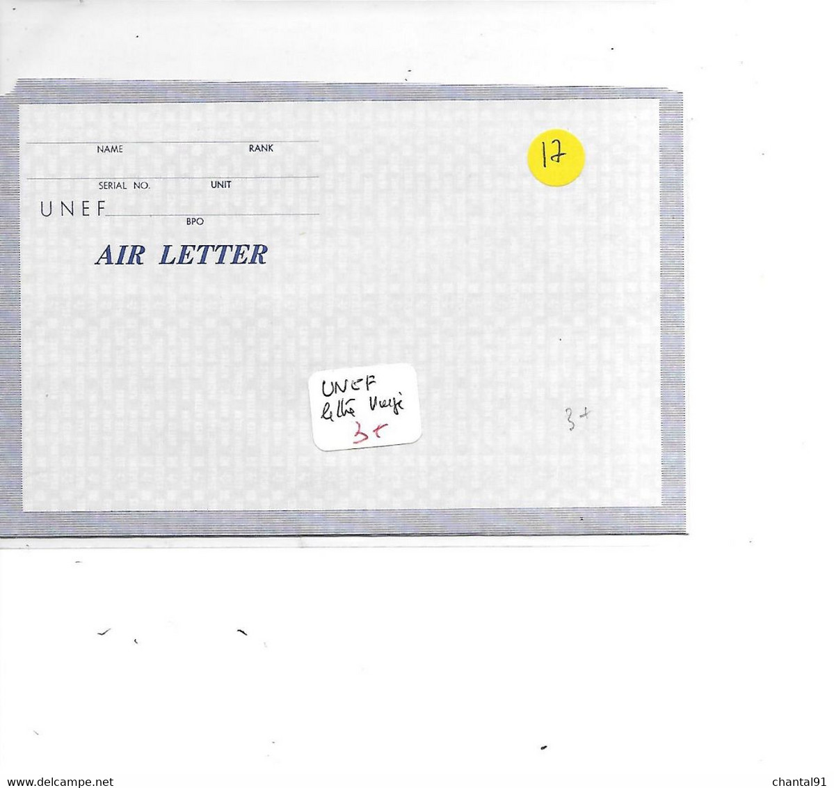 NATIONS UNIES LETTRE VIERGE - Airmail