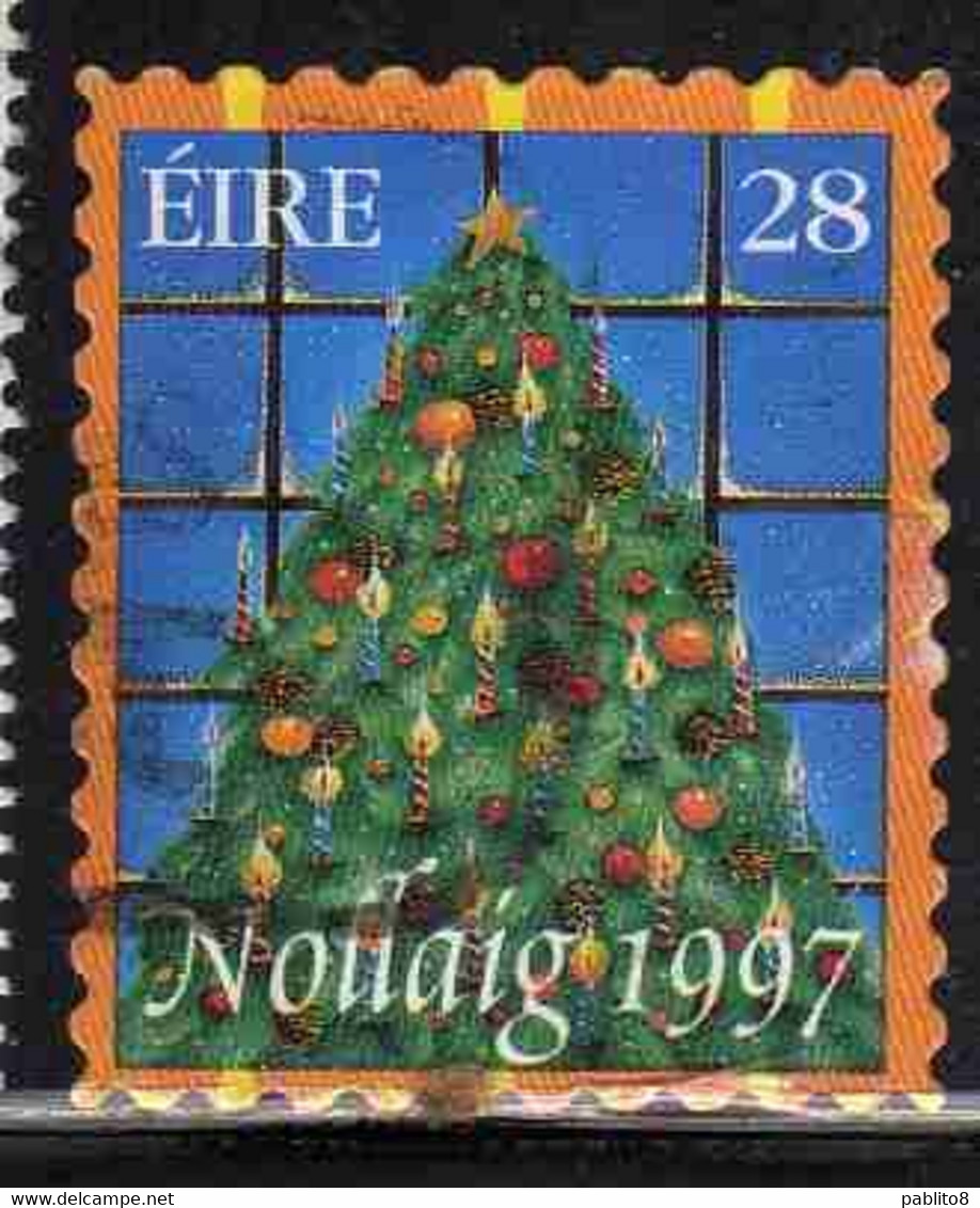 EIRE IRELAND IRLANDA 1997 CHRISTMAS TREE NOLLAIG NATALE NOEL WEIHNACHTEN NAVIDAD 28p USED USATO OBLITERE' - Used Stamps