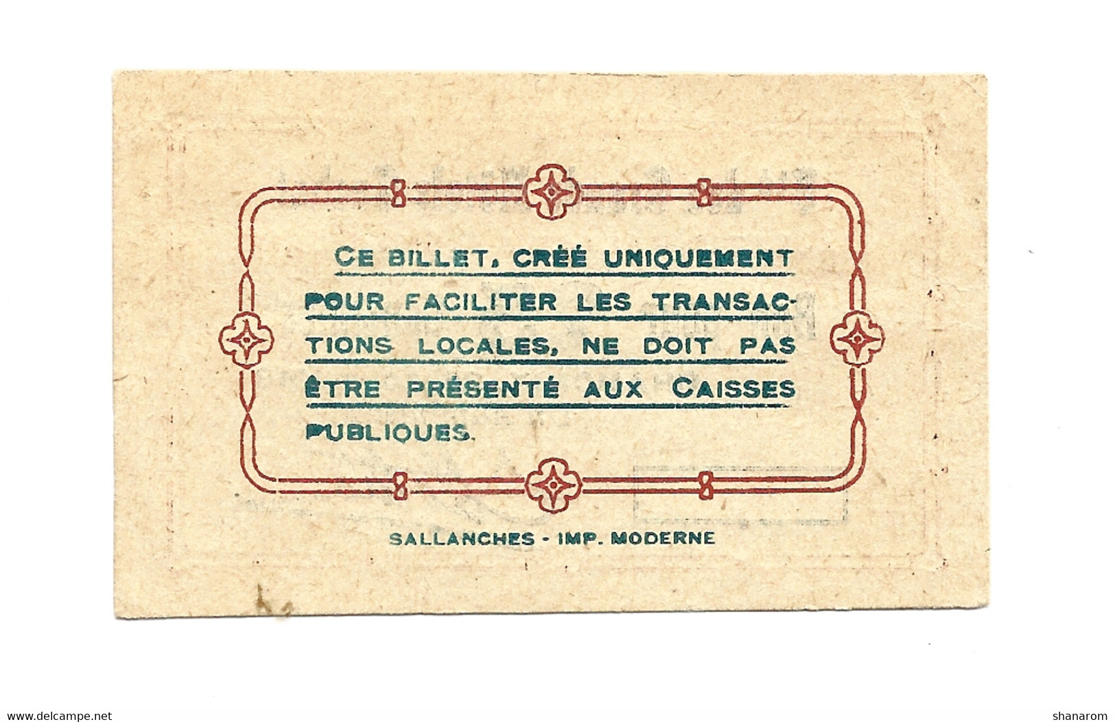 1914-1918 // Ville De CHAMONIX (74) // Août 1918 // Sté DES GRANDS HOTELS CACHAT // Bon Pour Vingt Cinq Centimes - Bons & Nécessité