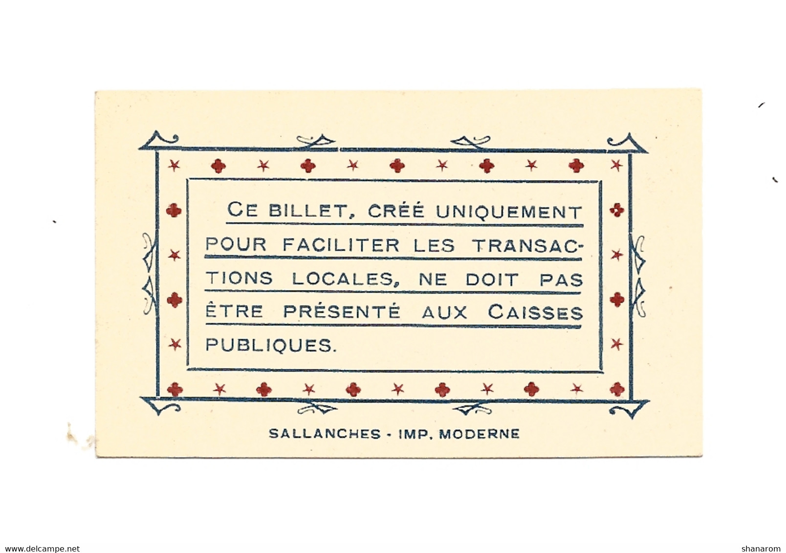 1914-1918 // Ville De CLUSES (74 Haute-Savoie) // Août 1916 // EAU Et ELECTRICITE // Bon Pour Vingt Cinq Centimes - Bons & Nécessité