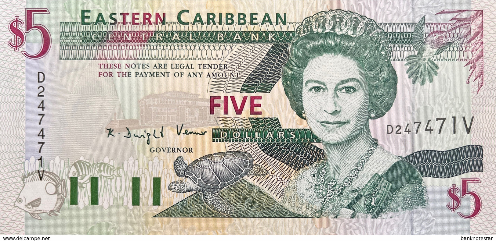 East Caribbean States 5 Dollars, P-31v (1994) - UNC - ST. VINCENT - Caraïbes Orientales