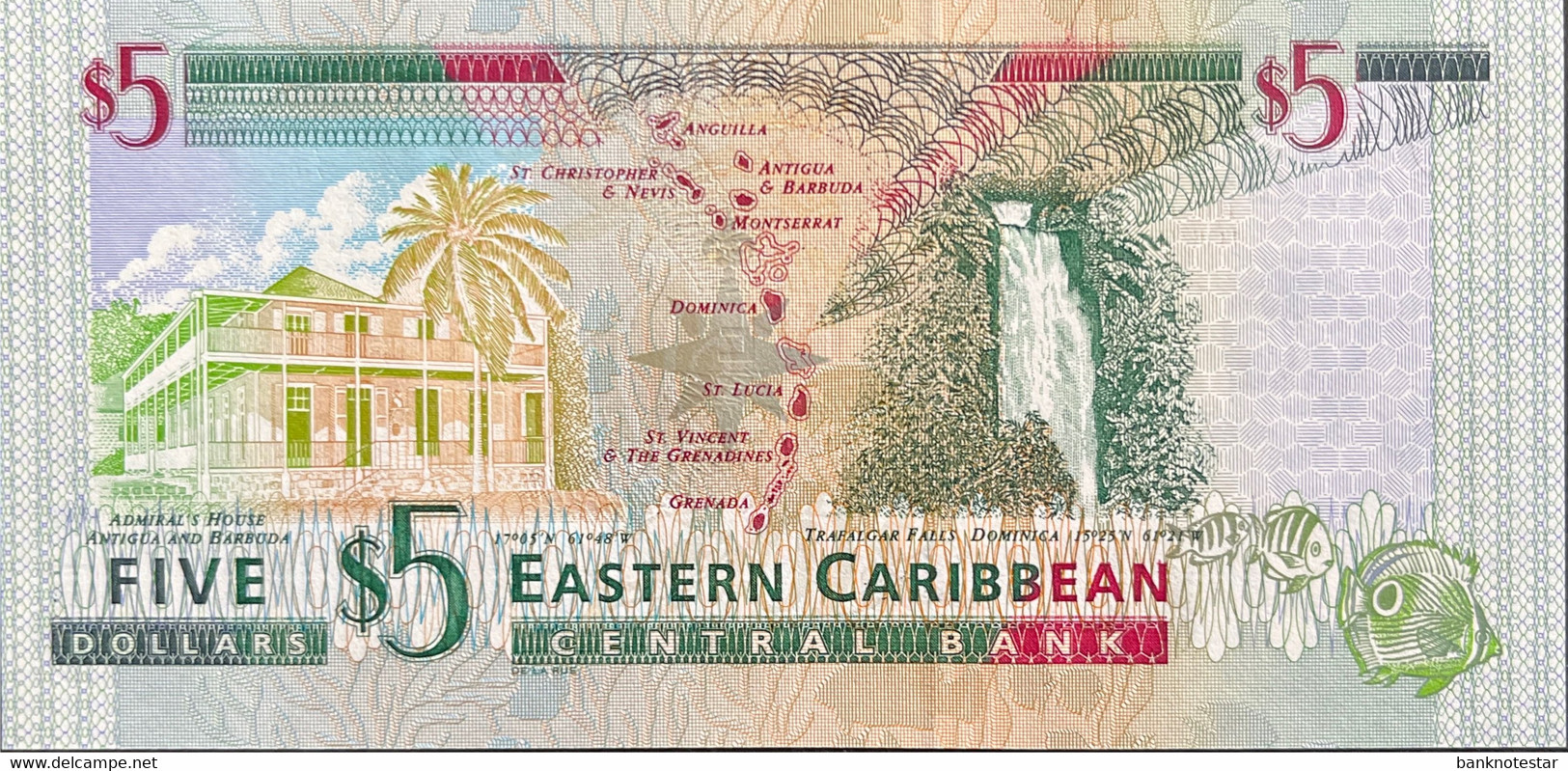 East Caribbean States 5 Dollars, P-37m (1994) - UNC - MONTSERRAT - Caraïbes Orientales