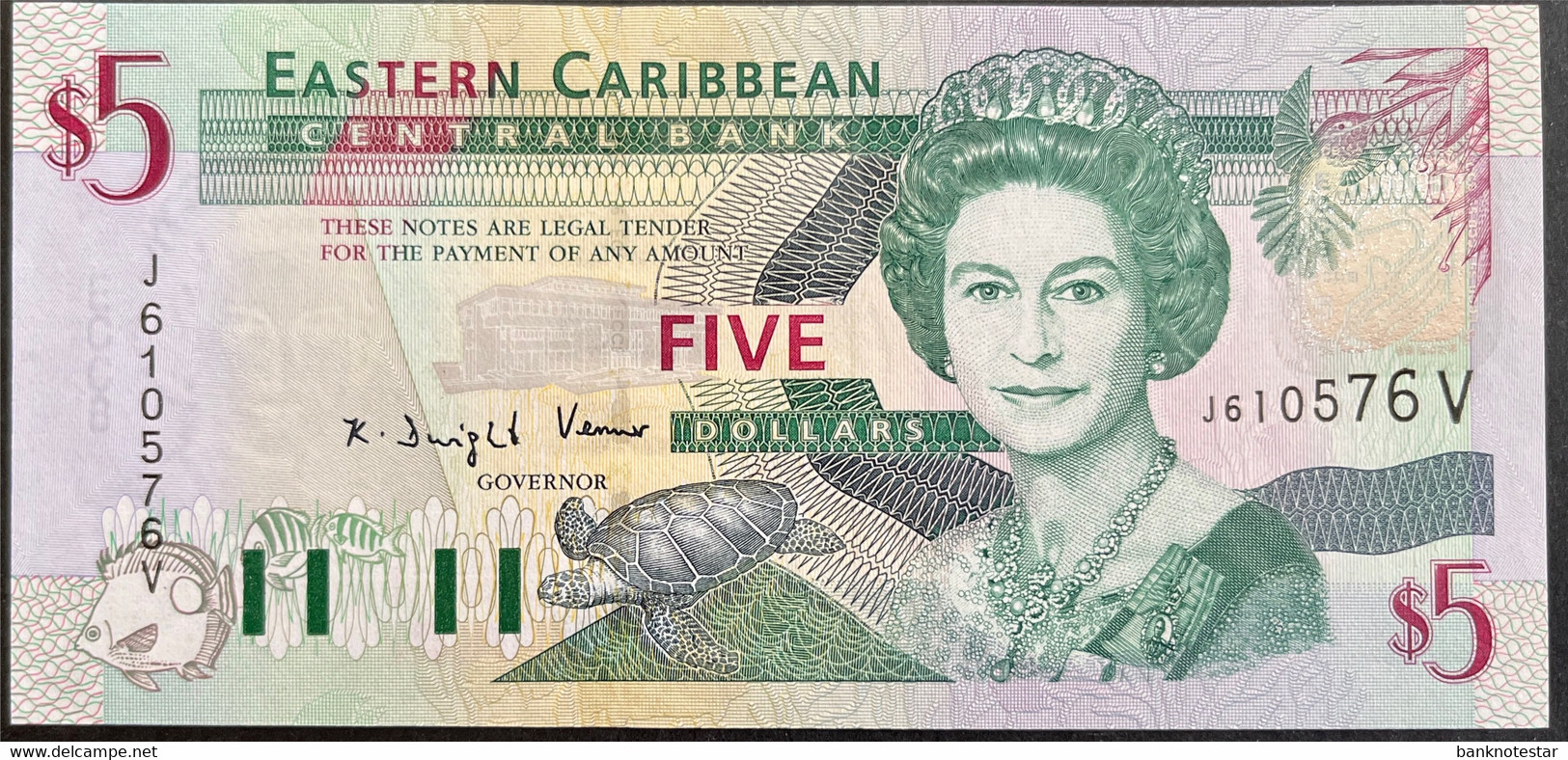 East Caribbean States 5 Dollars, P-42v (2003) - UNC - ST. VINCENT - East Carribeans