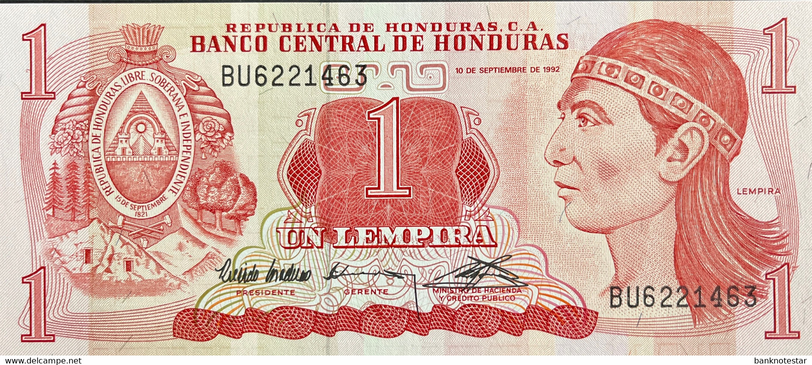 Honduras 1 Lempira, P-71 (10.09.1992) - UNC - Honduras