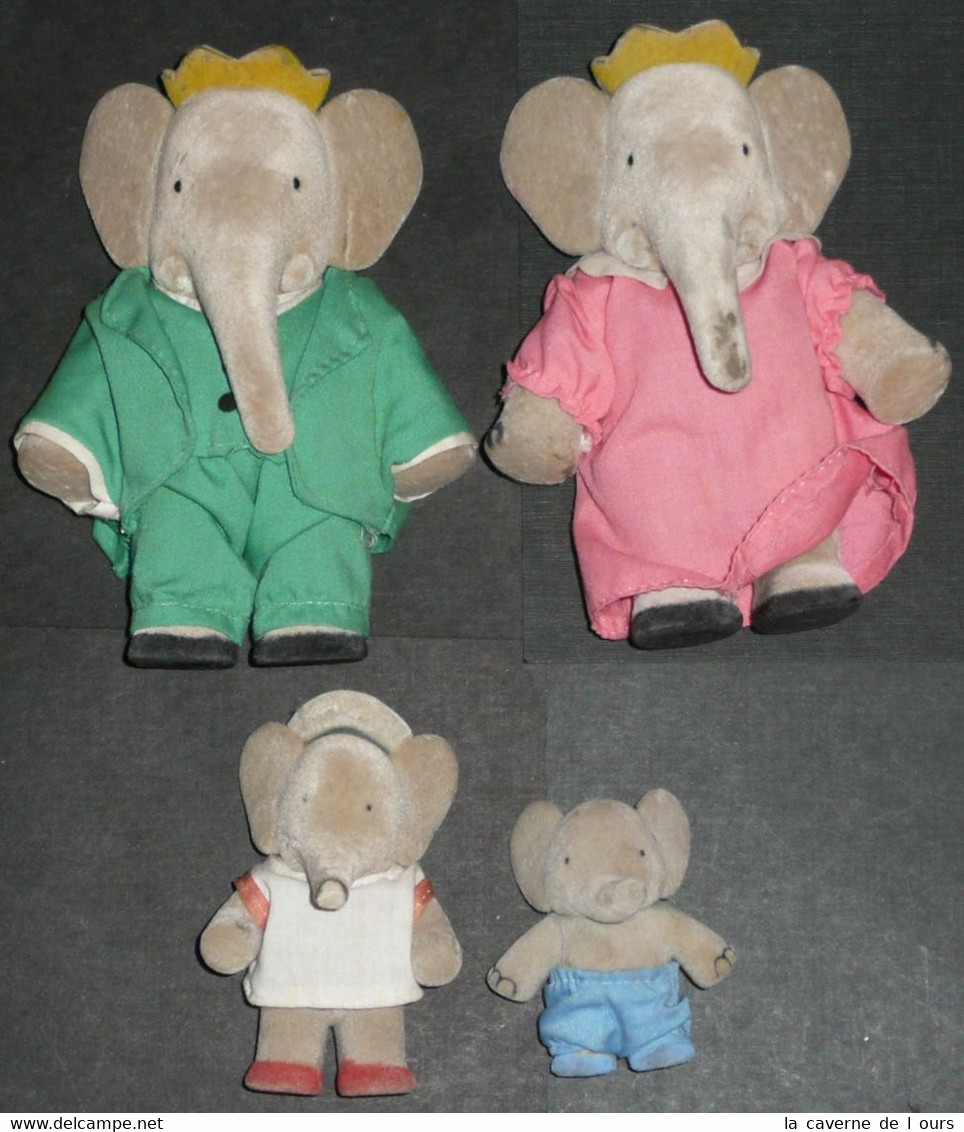 Lot De 4 Anciennes Figurines Roi BABAR Reine Céleste Arthur Alexandre Pom - Peluches