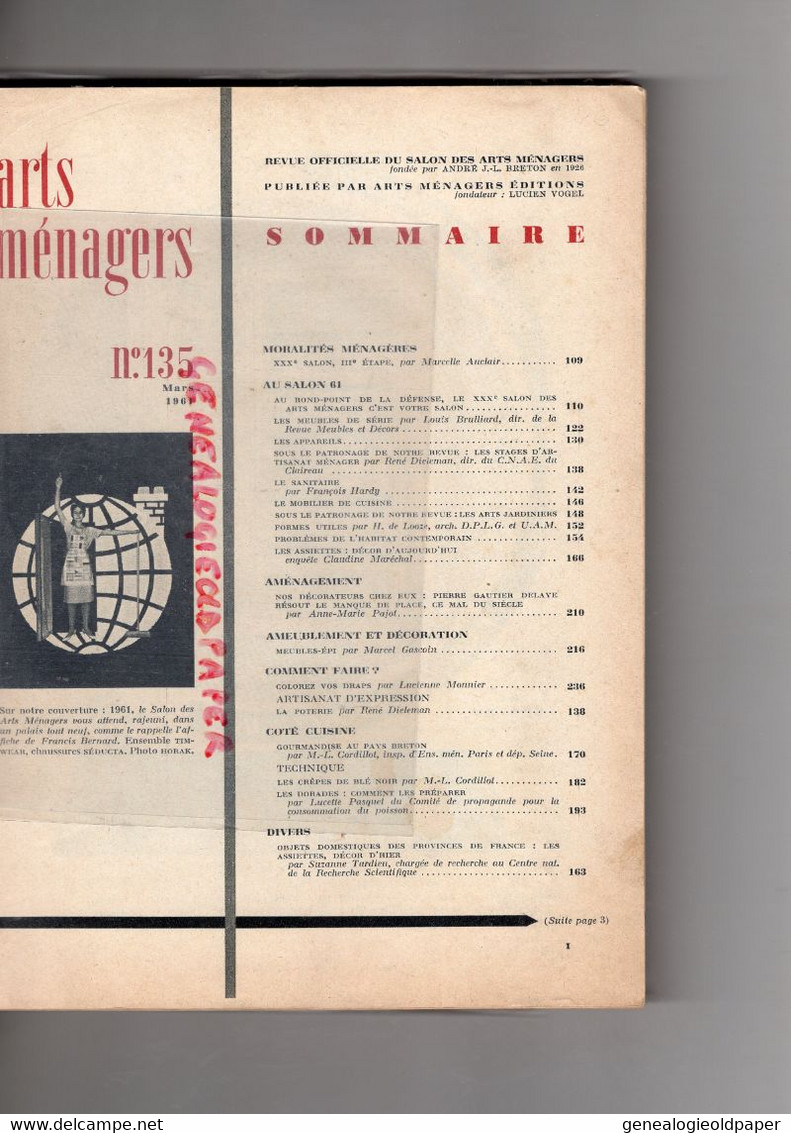 75-PARIS LA DEFENSE-REVUE OFFICIELLE SALON ARTS MENAGERS MARS 1961- - Maison & Décoration