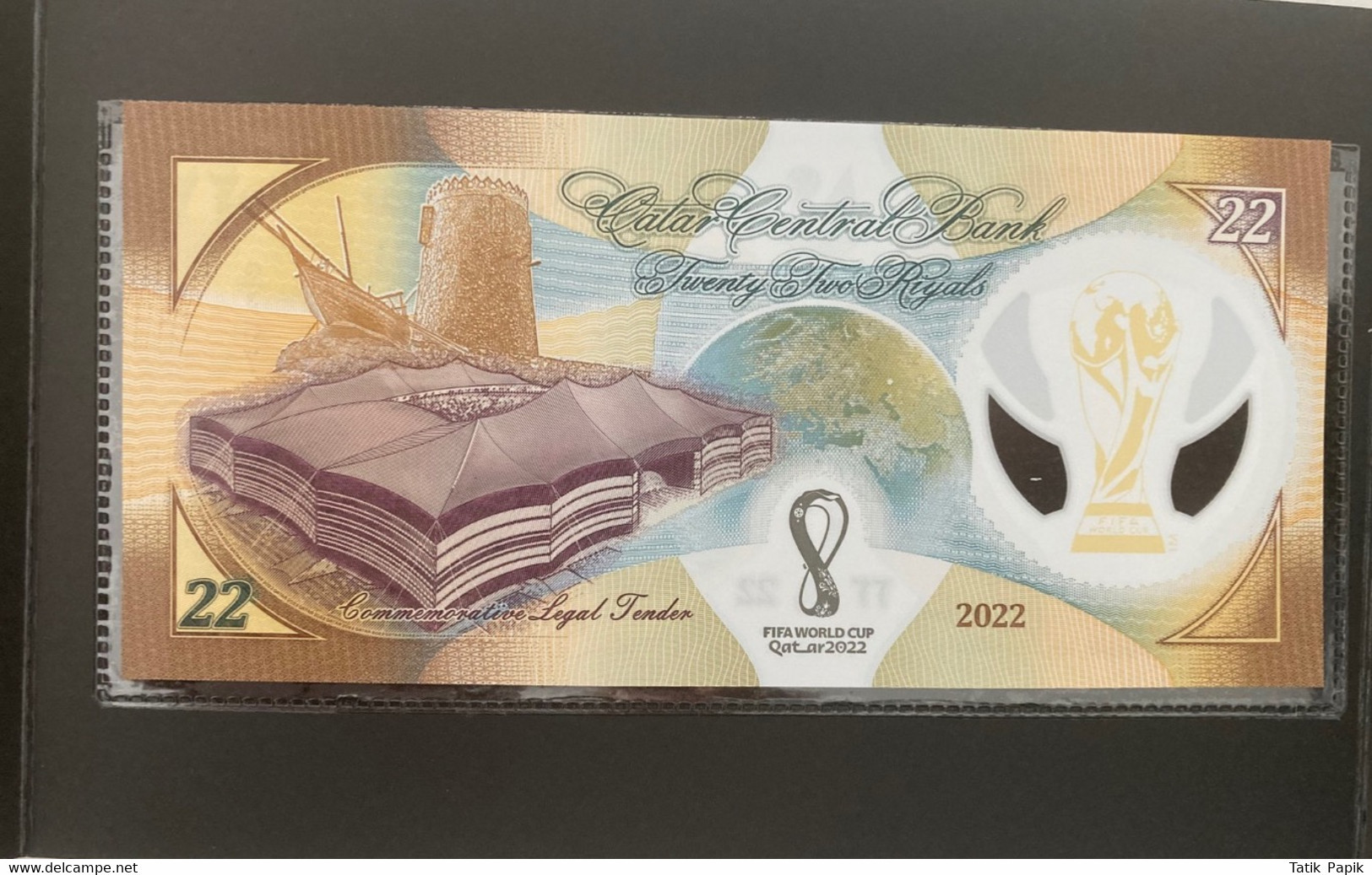 2022 Qatar FIFA World Cup UNC 22 Riyals Commemorative Banknote Polymer Stadium P-NEW Hologram Hologramme Billet Souvenir - Qatar