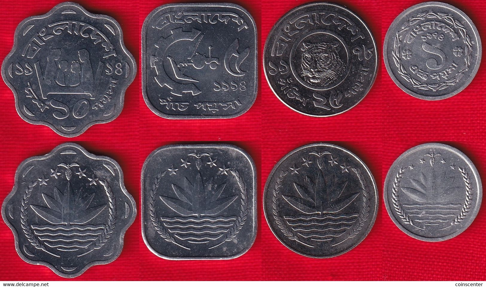 Bangladesh Set Of 4 Coins: 1 - 25 Poisha 1974-1994 UNC - Bangladesh