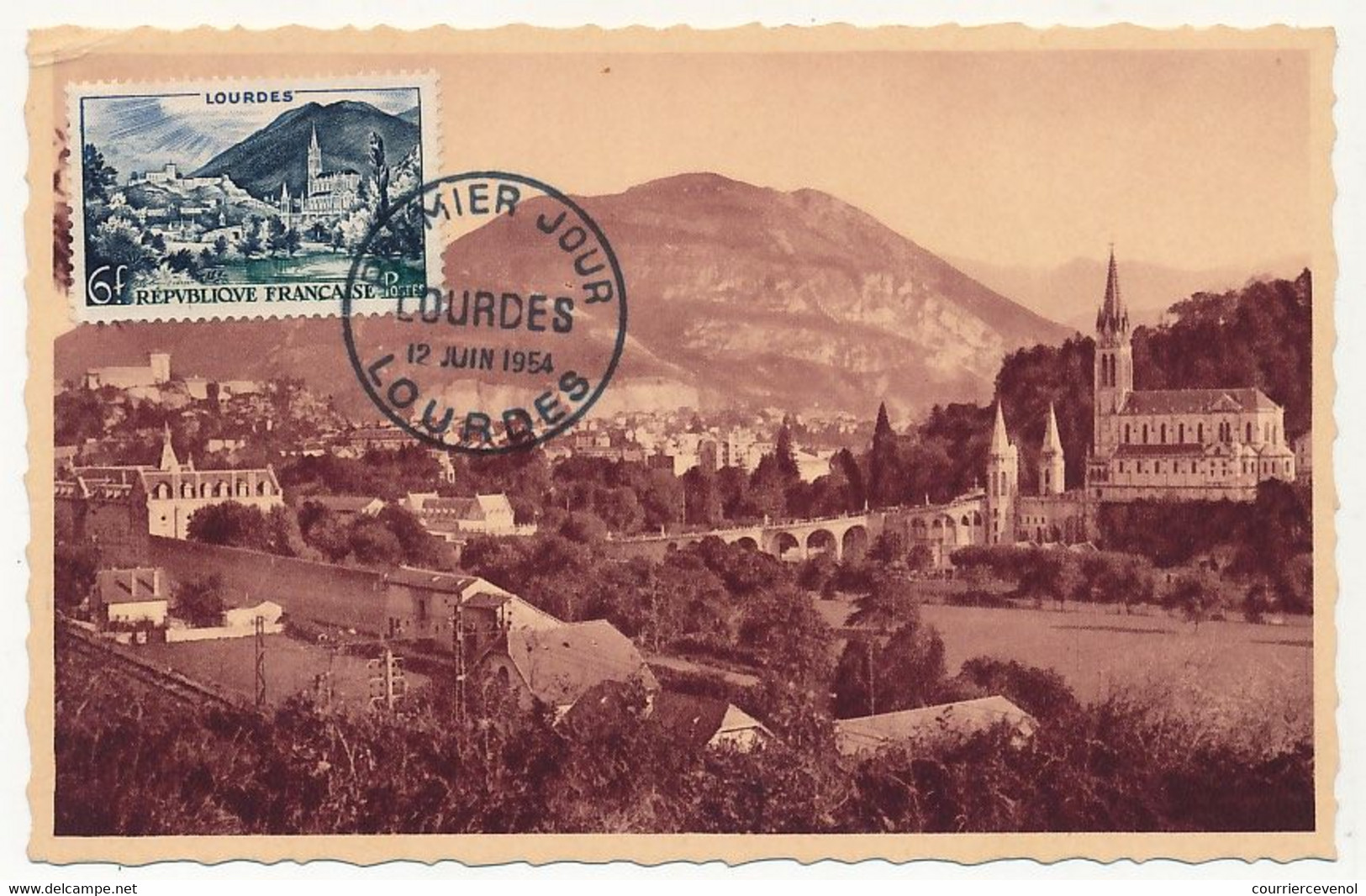 FRANCE - Carte Maximum - 6F Lourdes - 12 Juin 1954 - 1950-1959
