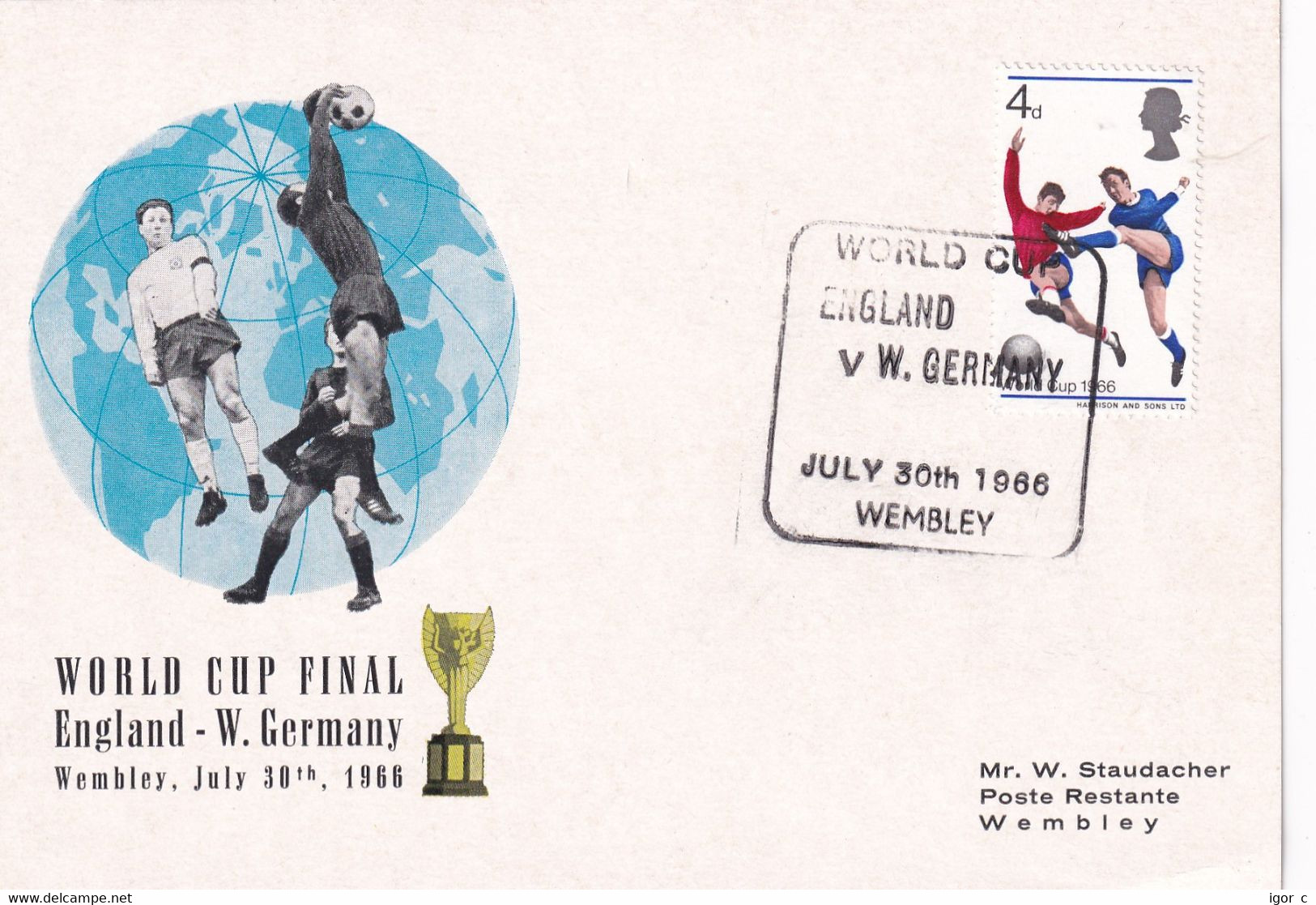 UK United Kingdom 1966 Card; Football Fussball Soccer Calcio: FIFA World Cup England; Finale England - W. Germany - 1966 – England