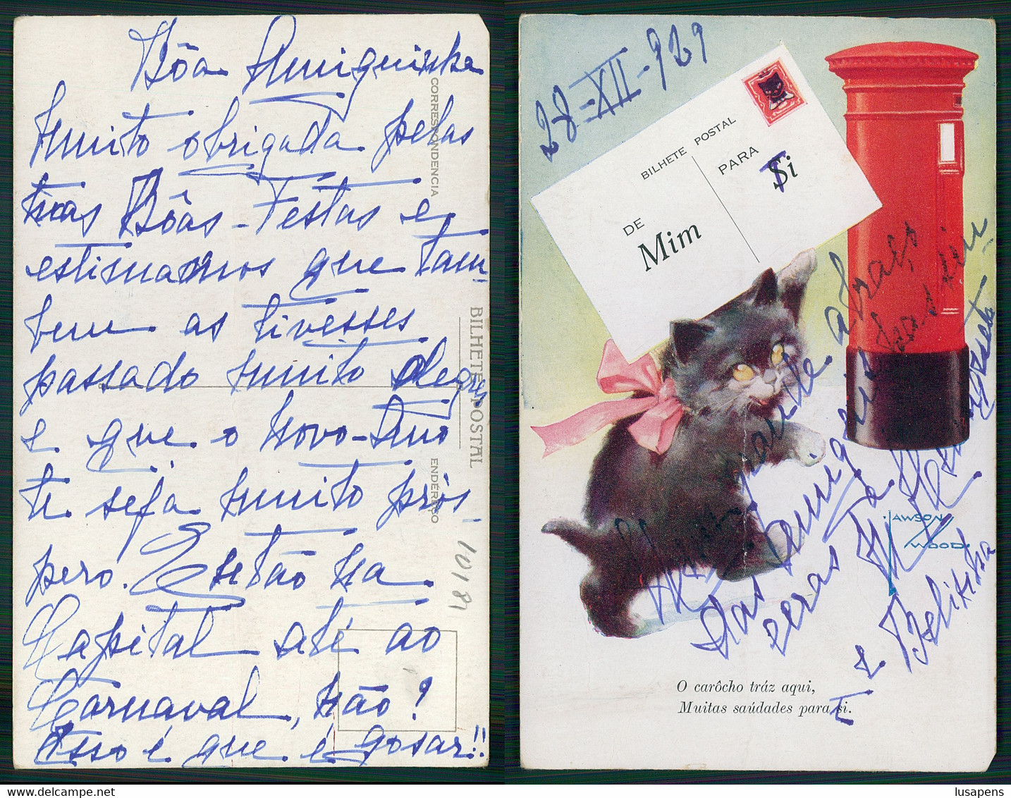 [ OT 010181 ]  - ILLUSTRATEUR - ILLUSTRATOR - LAWSON WOOD - LETTRE LETTER - CAT CHAT KITTEN KOT KAT KATZE - Wood, Lawson