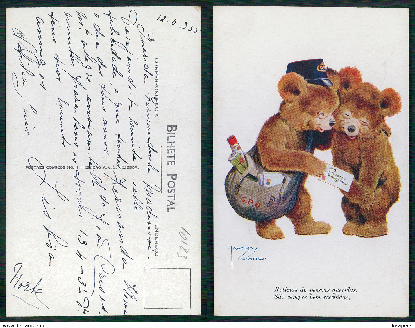 [ OT 010183 ]  - ILLUSTRATEUR - ILLUSTRATOR - LAWSON WOOD - TEDDY BEAR POSTMAN FACTEUR - Wood, Lawson