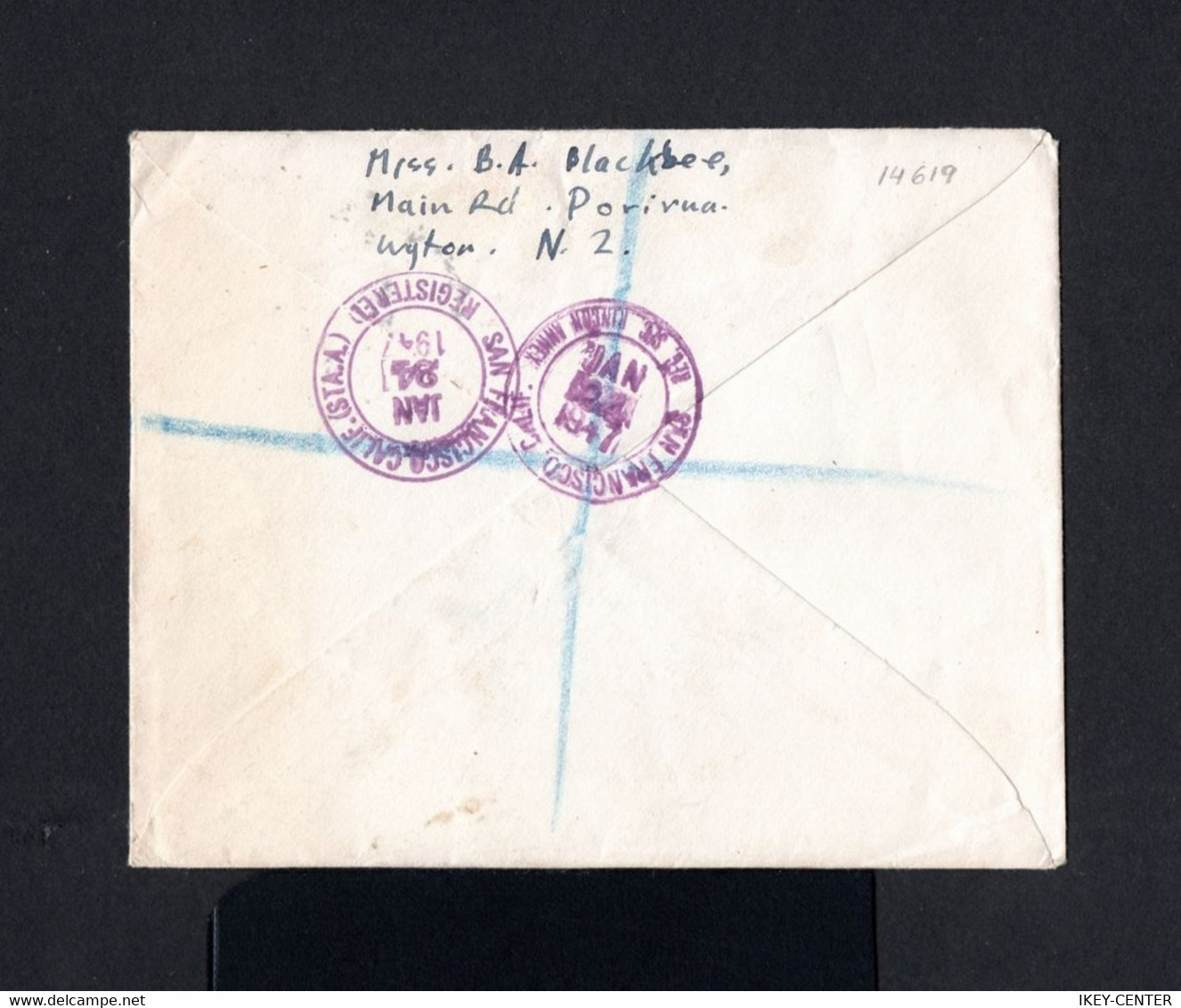 14619-NEW ZEALAND-.AIRMAIL REGISTERED COVER WELLINGTON To CALIFORNIA (usa).1947.WWII.BRITISH Colonies.envelope AERIEN - Briefe U. Dokumente